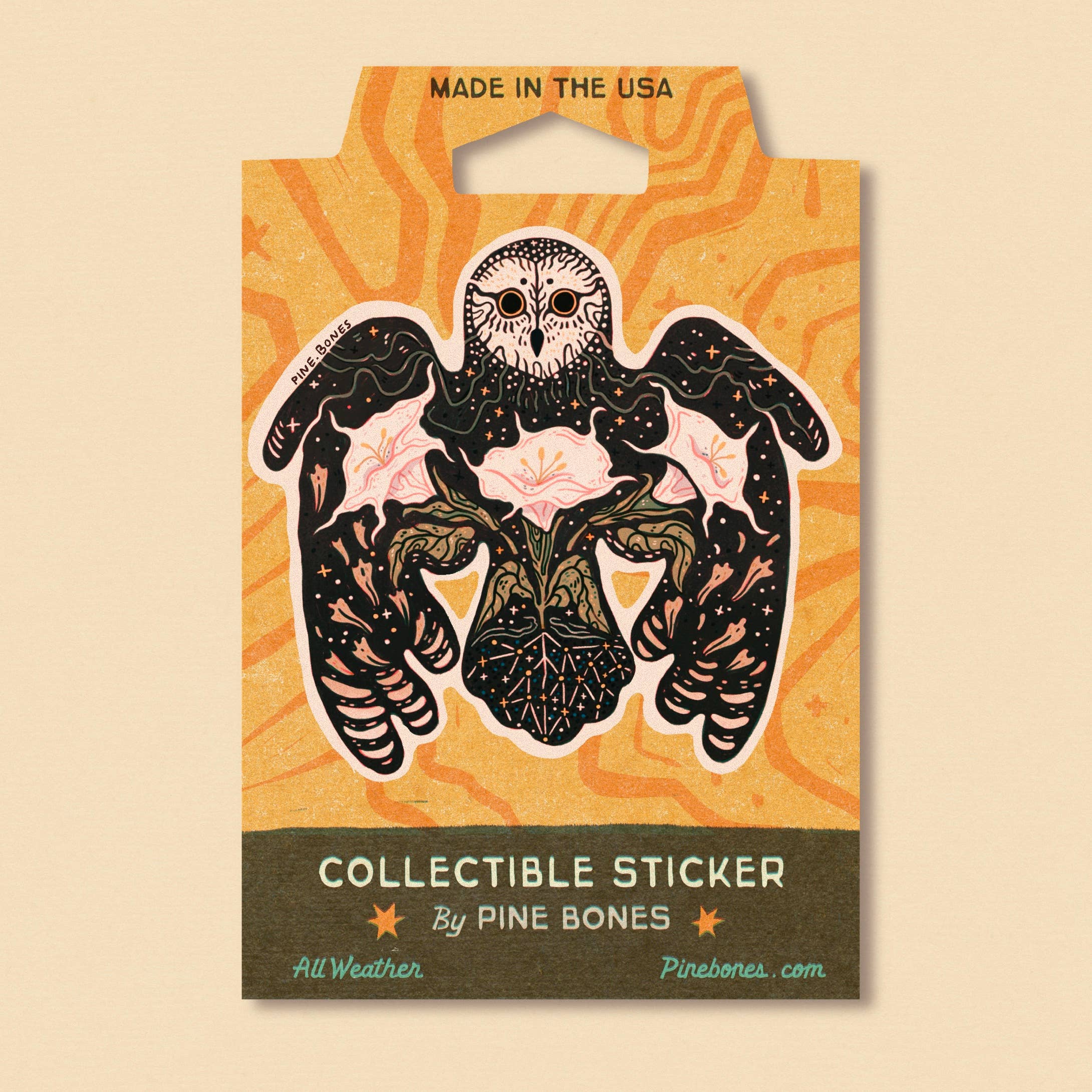 Owl & Moonflowers Durable & Weatherproof Sticker
