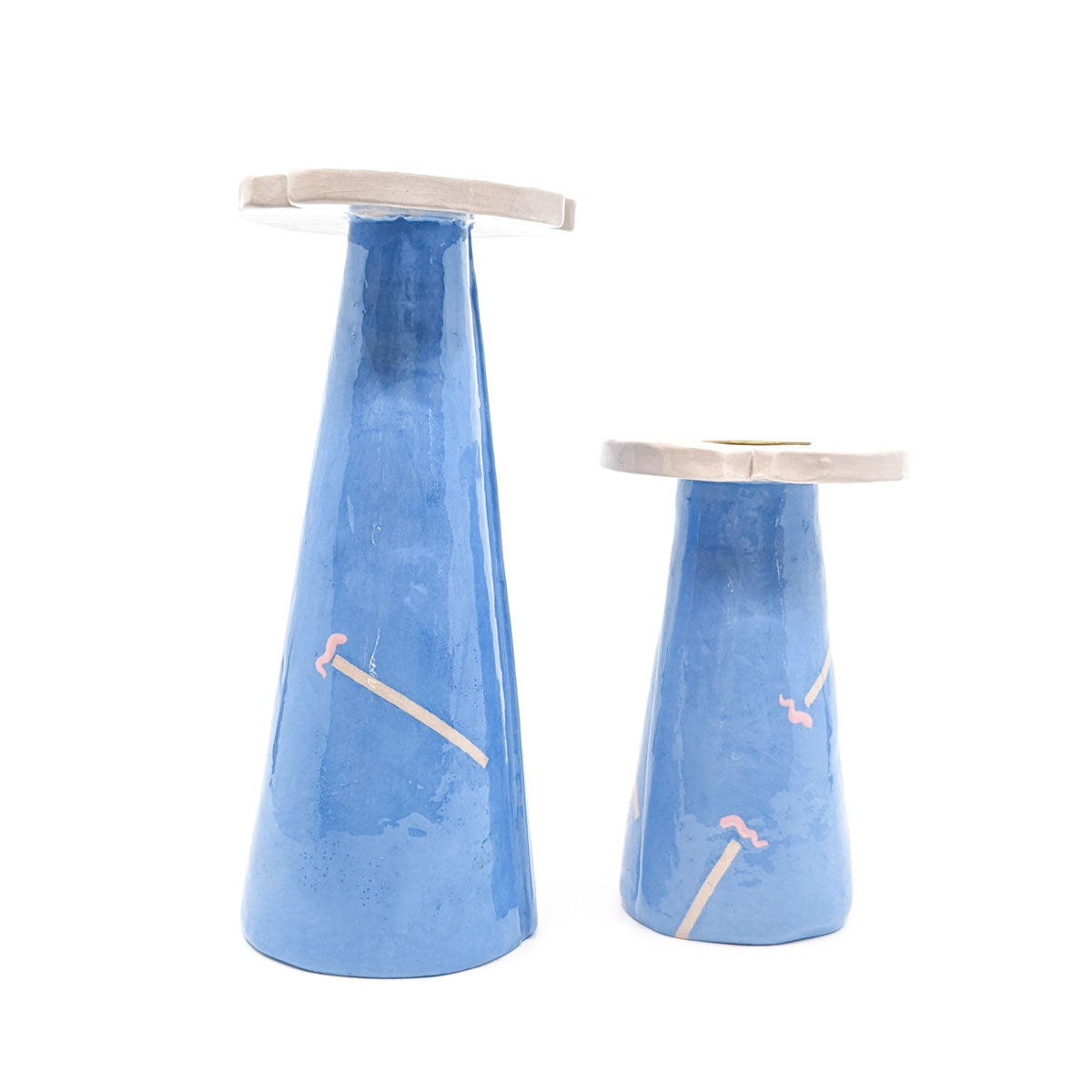 Candle Stick Holders in Light Blue