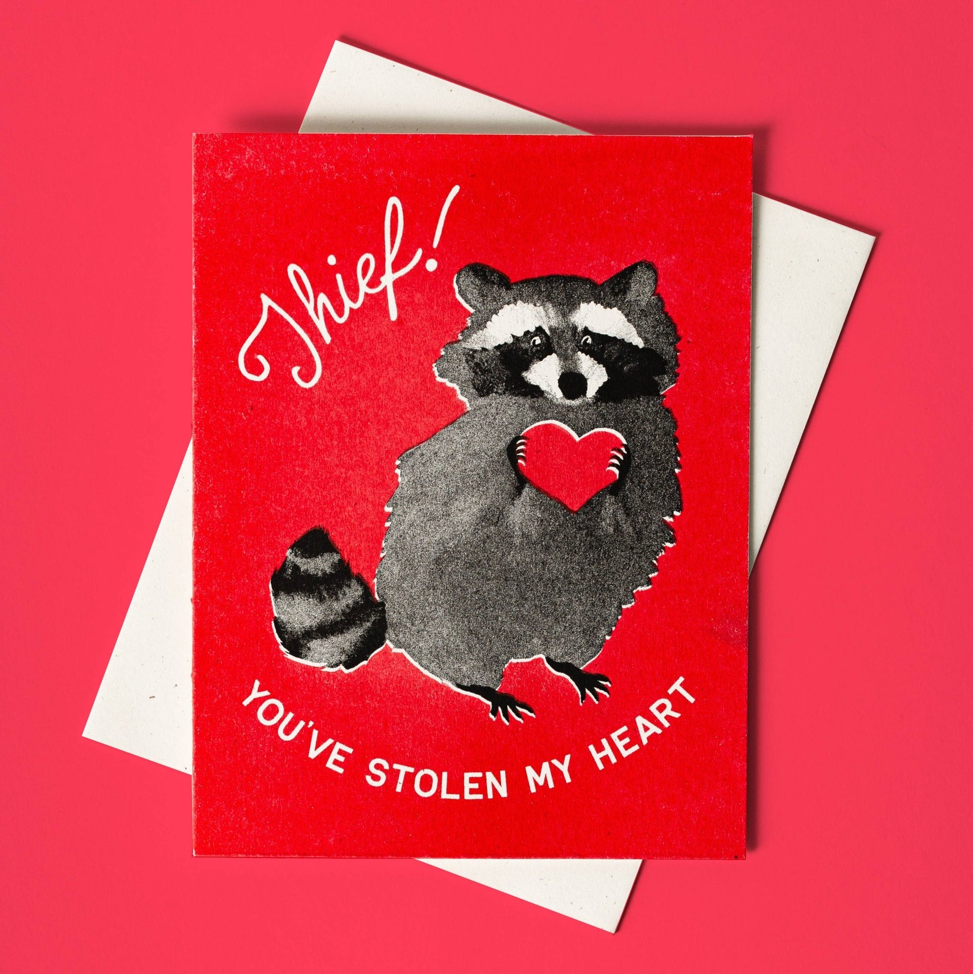 Bromstad Printing Co. - Thief! Raccoon - Risograph Card - VISUAL INDEX