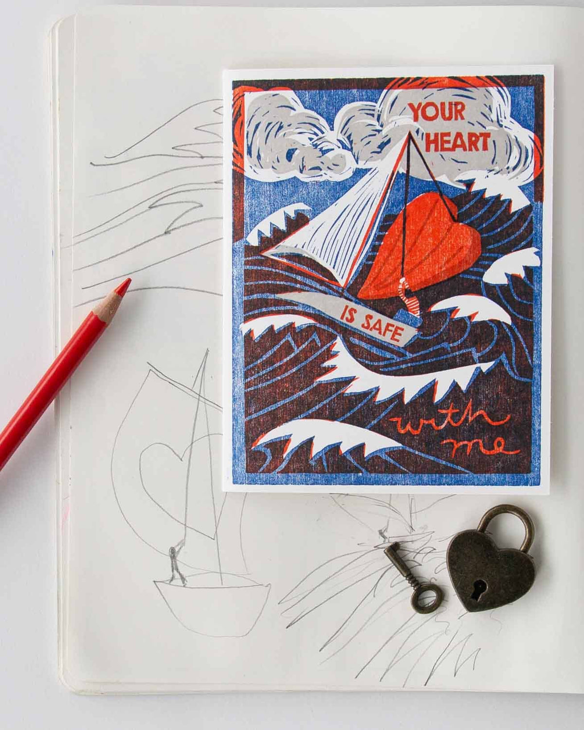 Your Heart is Safe With Me Letterpress Encouragement Card