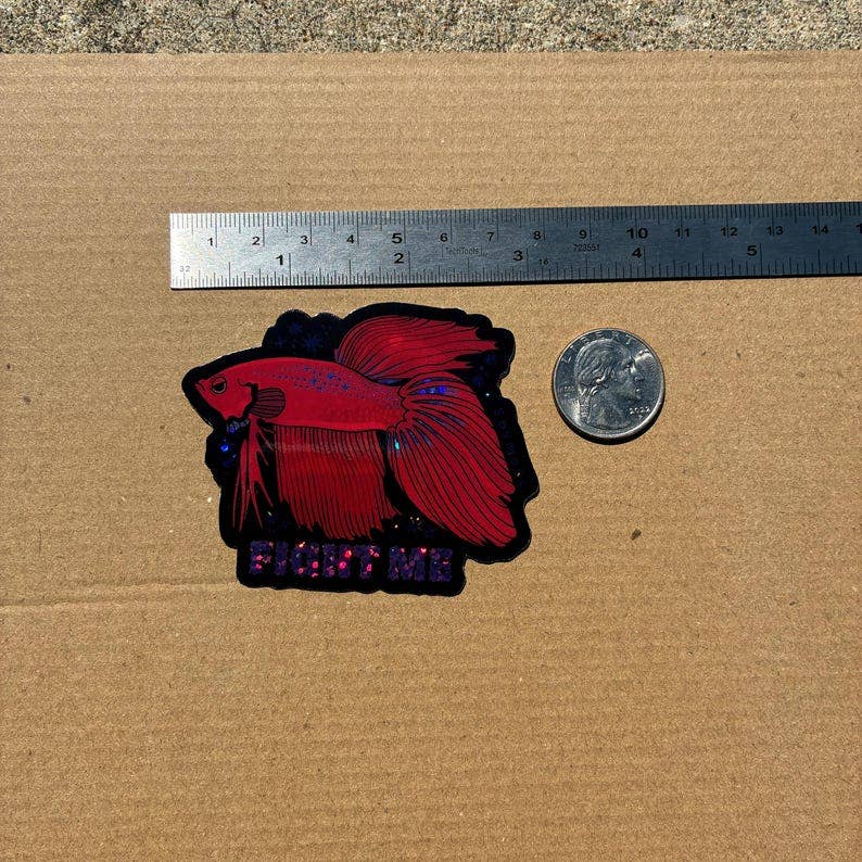 Fight Me! Betta Fish Glitter Sticker