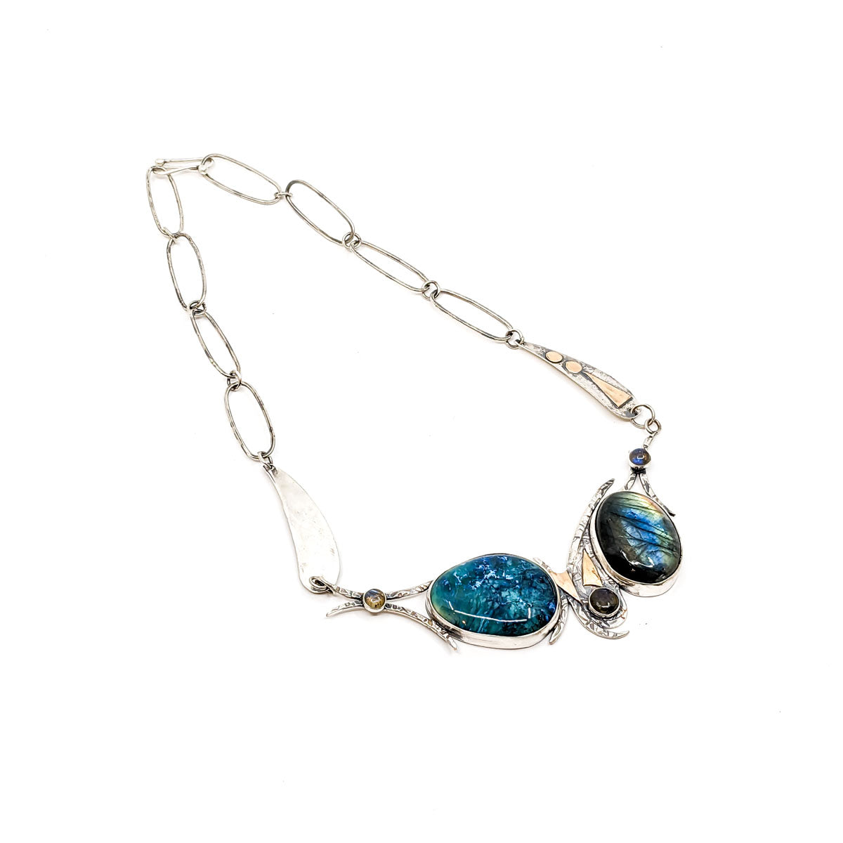 Labradorite, Turquoise Pottery Stone Necklace