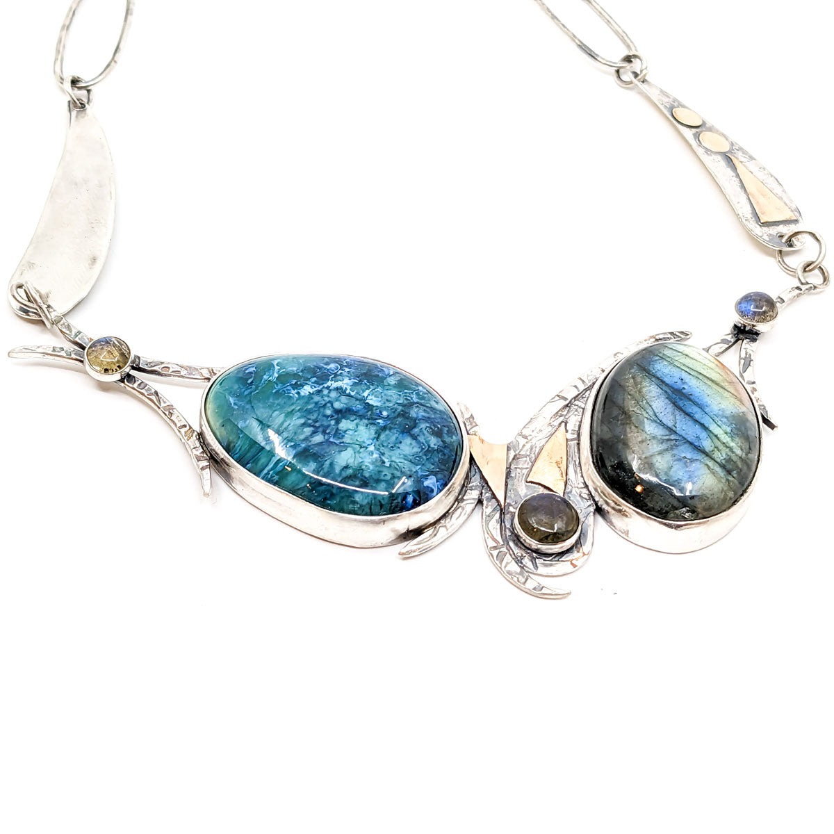 Labradorite, Turquoise Pottery Stone Necklace