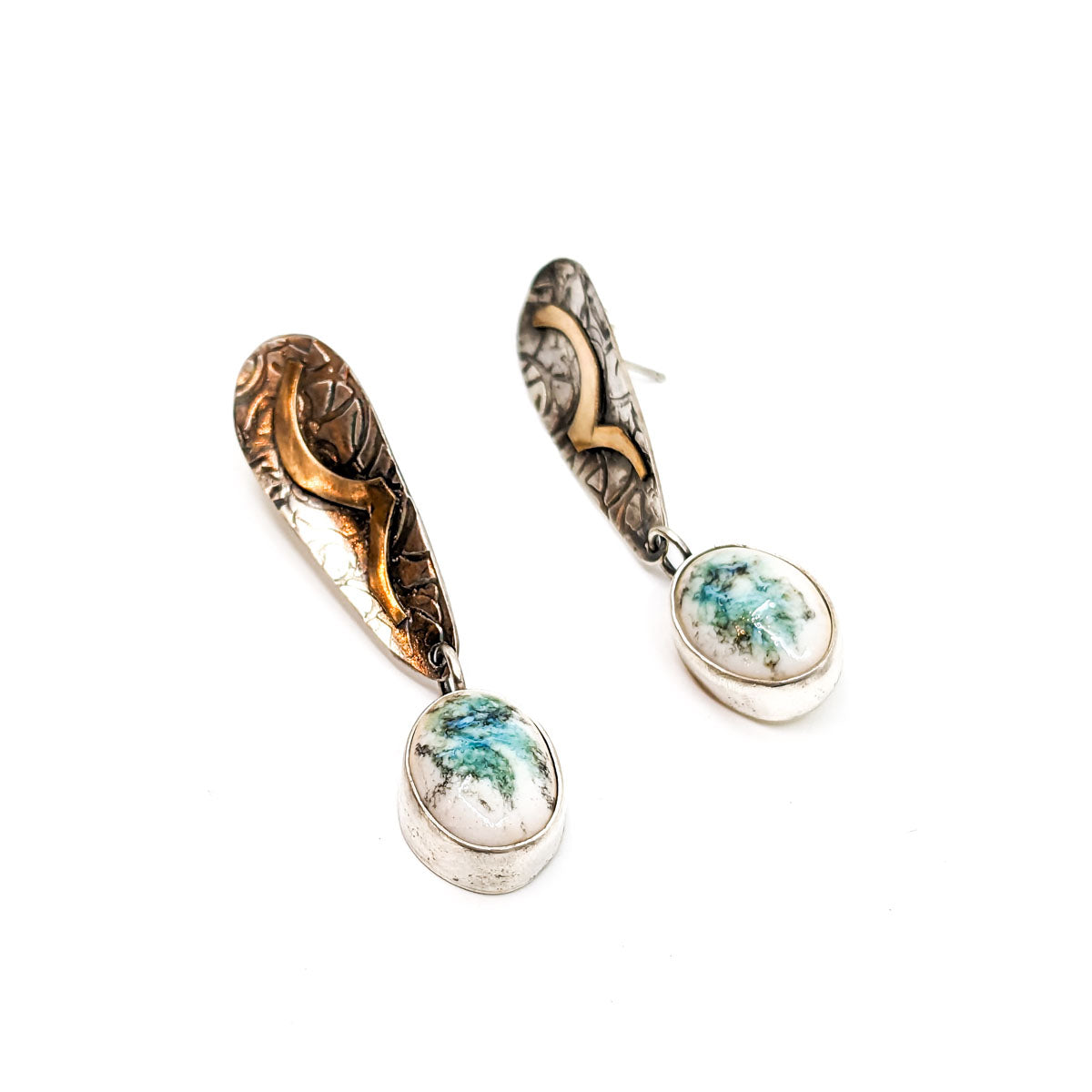 Moonstone Swirl Pottery Earrings