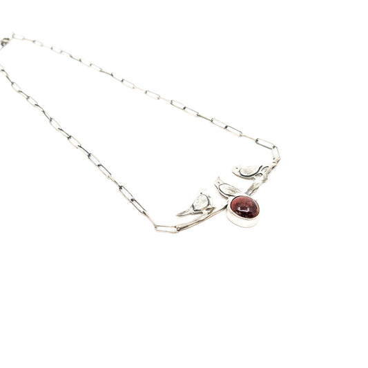 Peachbloom with Three Birds Necklace