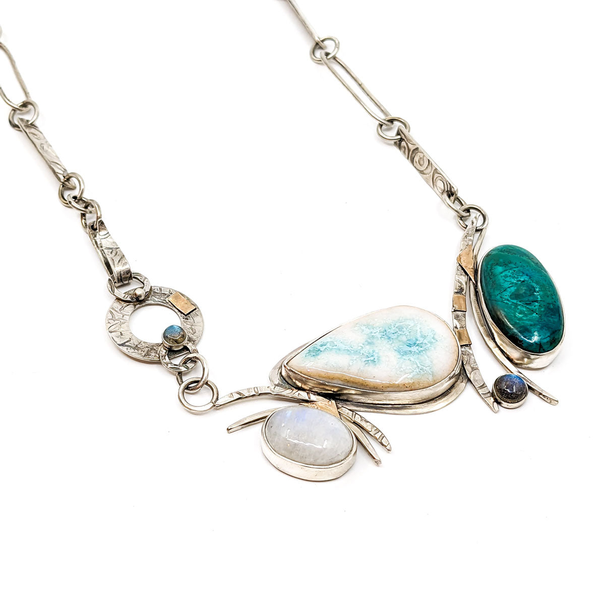 Chrysacolla, Moonstone Necklace