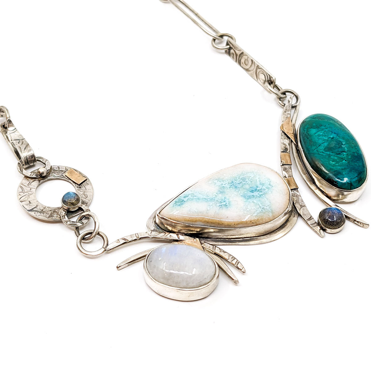 Chrysacolla, Moonstone Necklace