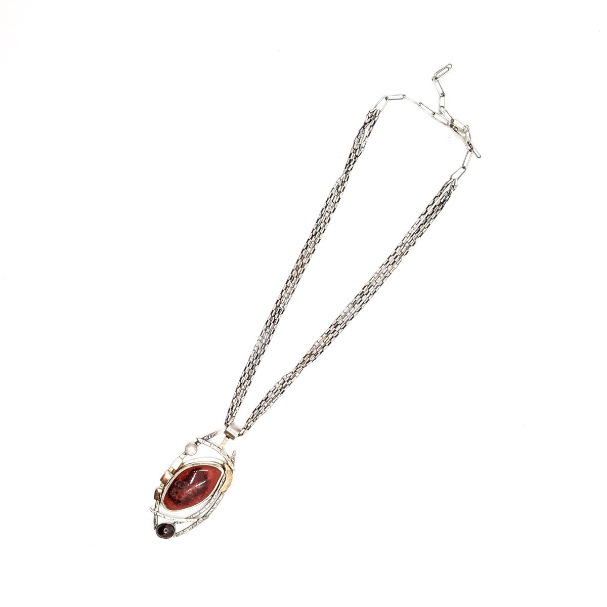 Peachbloom, Garnet, Moonstone, Necklace