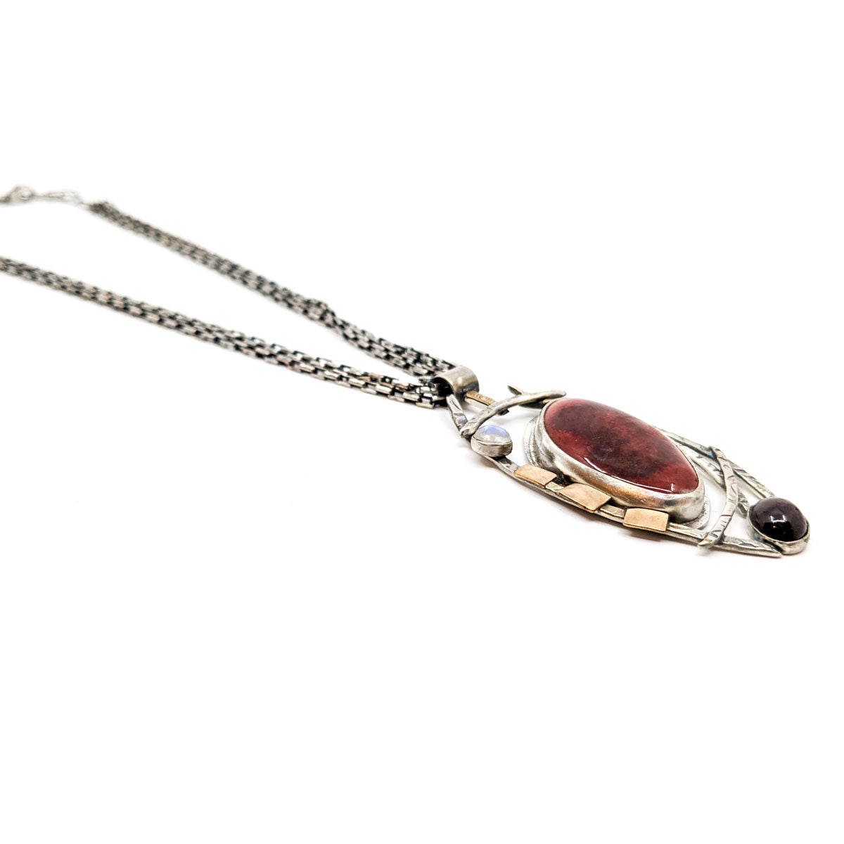 Peachbloom, Garnet, Moonstone, Necklace