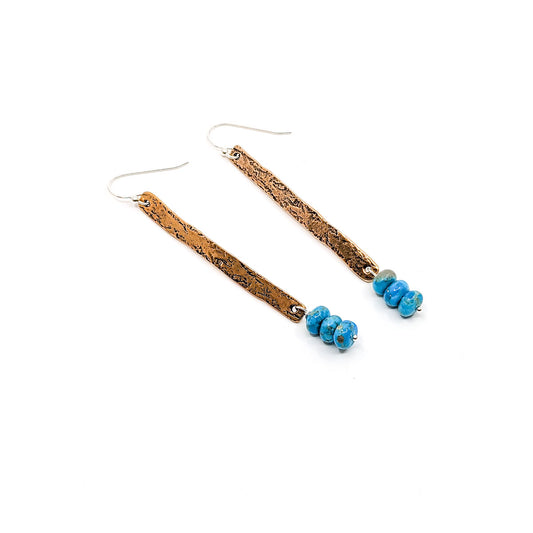 Long Turquoise Tab Earrings- RKE-21