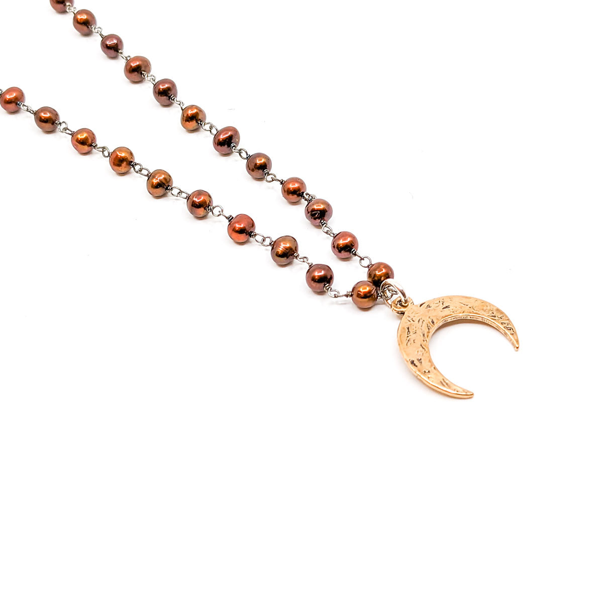 Crescent and Chocolate Pearl Necklace- RKN-91