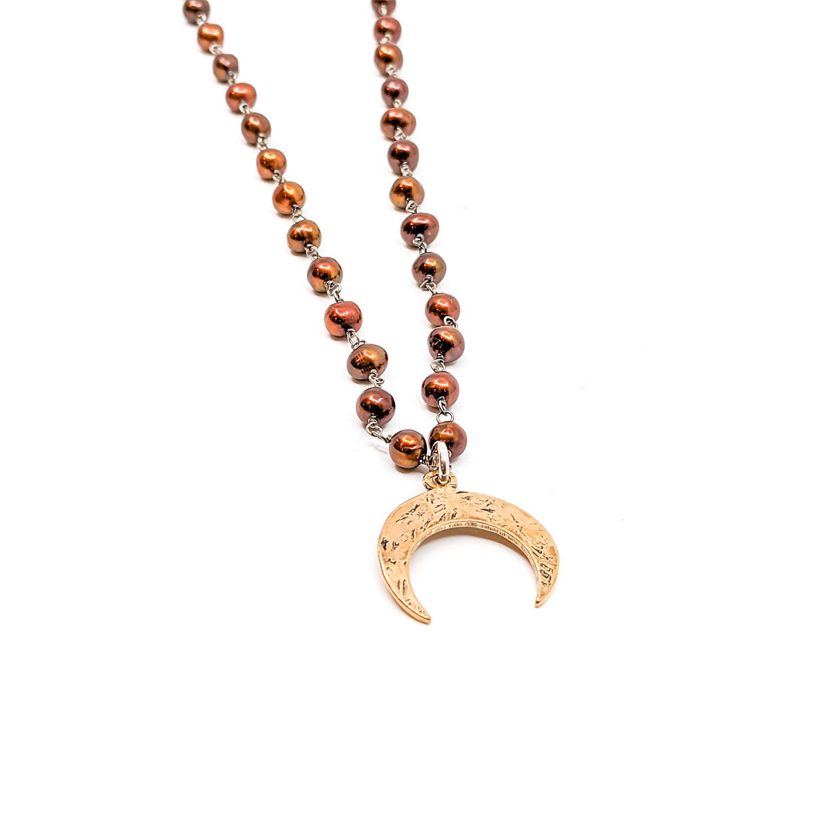 Crescent and Chocolate Pearl Necklace- RKN-91