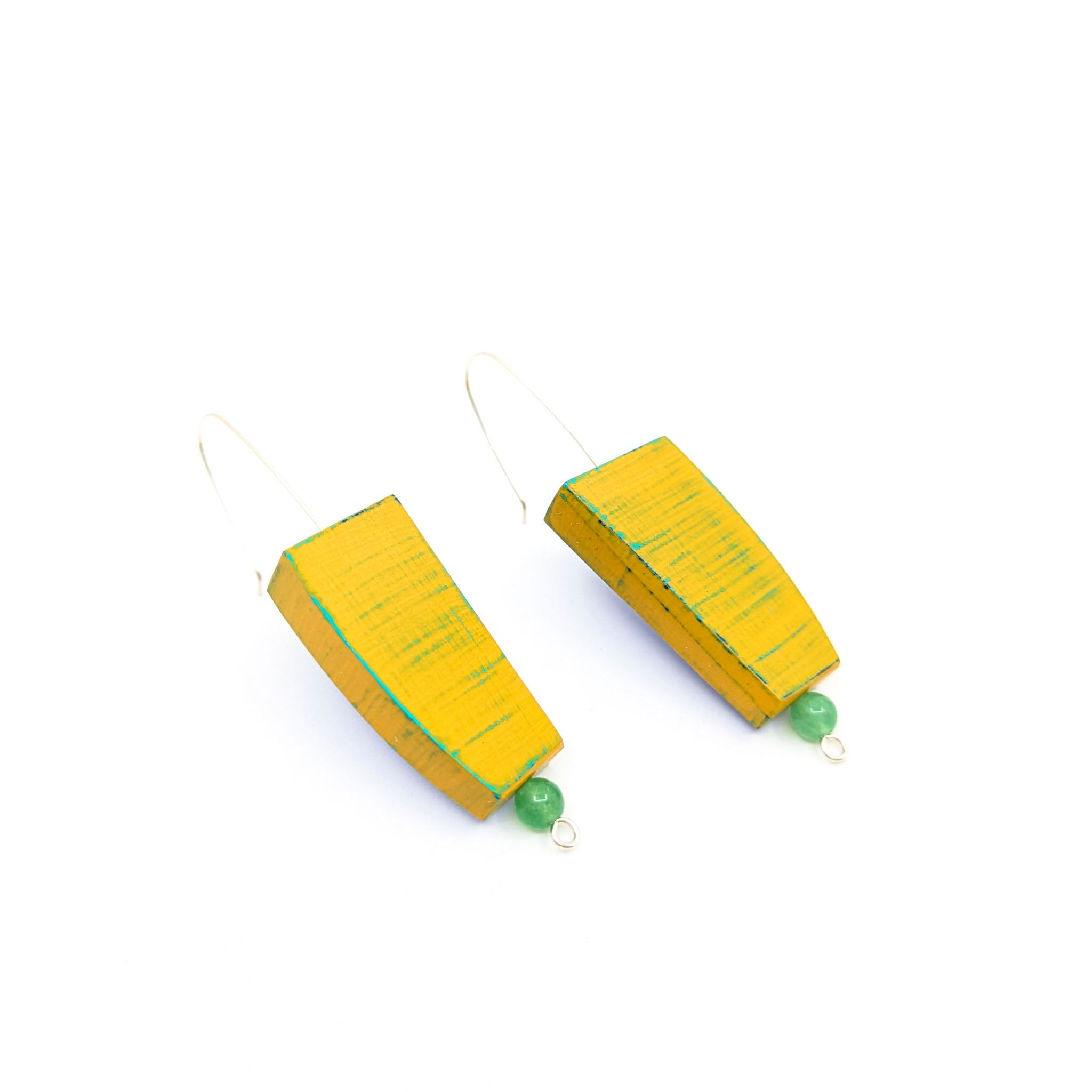 Wooden Earrings, Painted with Beads