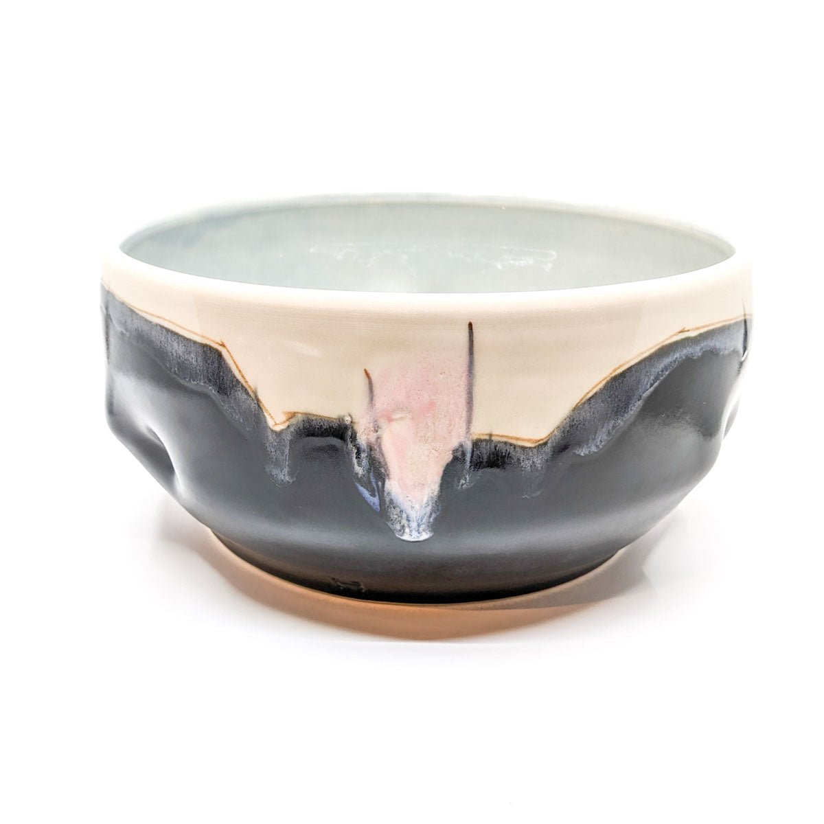 Phil Haralam - Large Serving Bowl - Black Serving Bowl with Pink Brush Stroke - VISUAL INDEX