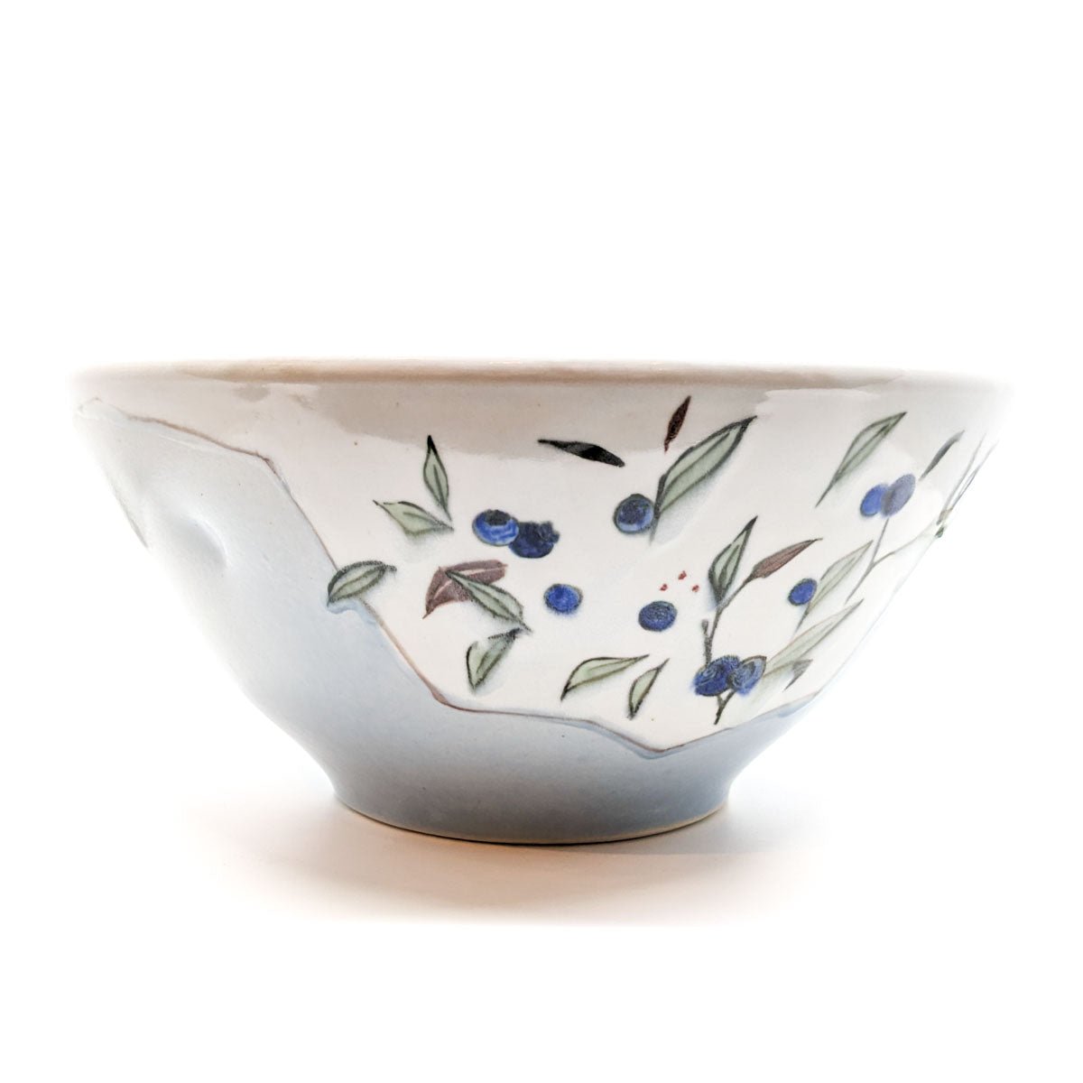 Phil Haralam - Large Serving Bowl - Light Blue Serving Bowl with Blueberries - VISUAL INDEX