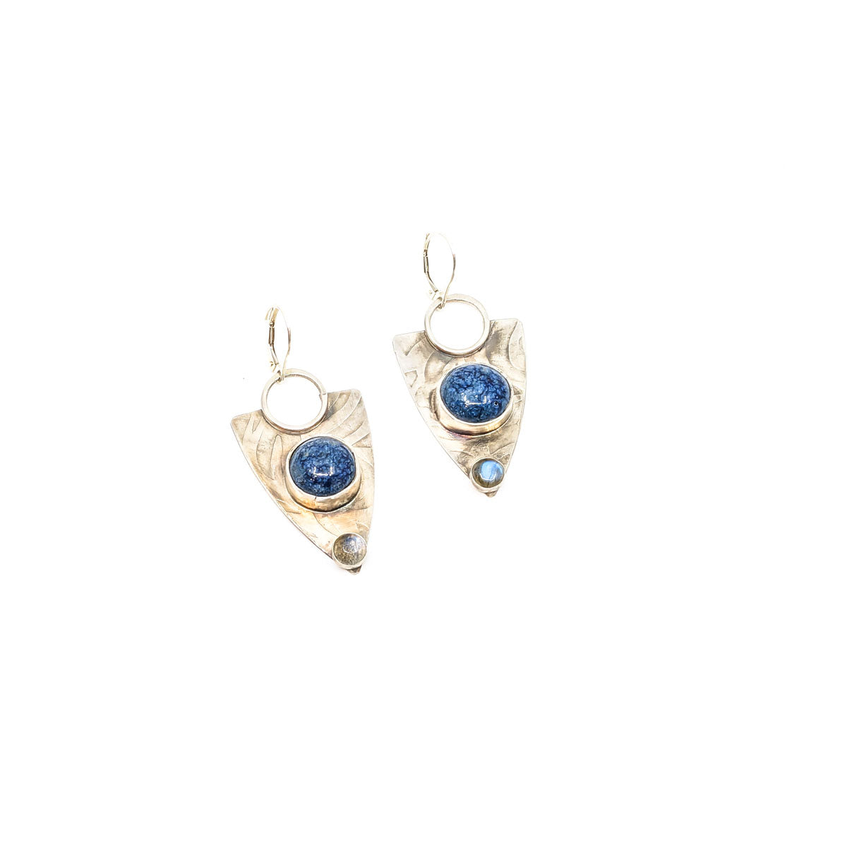 Dangle Triangle Earring with Cobalt and Labradorite