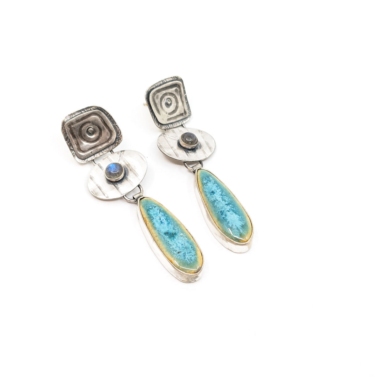 Dangle Earrings with Turquoise and Labradorite