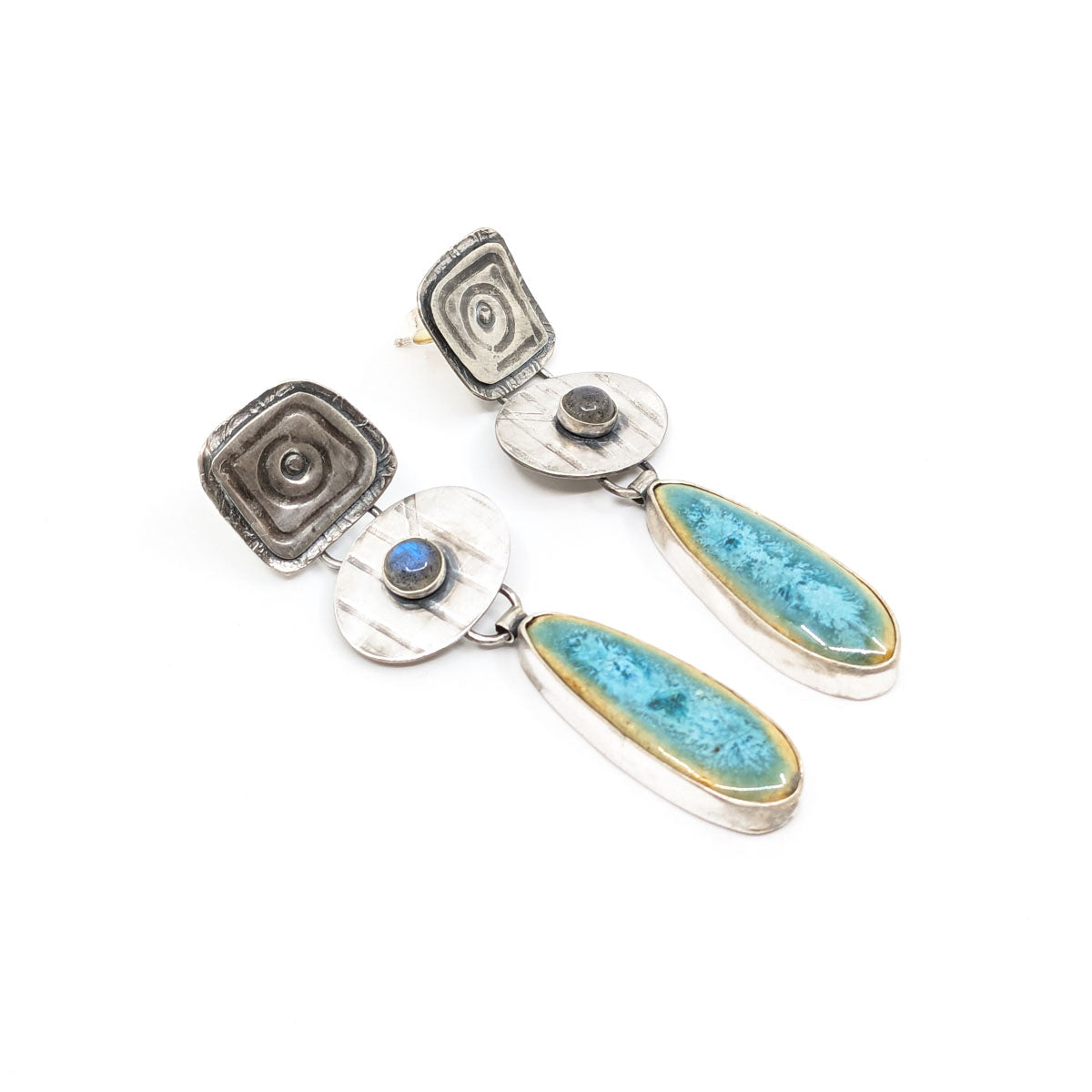 Dangle Earrings with Turquoise and Labradorite