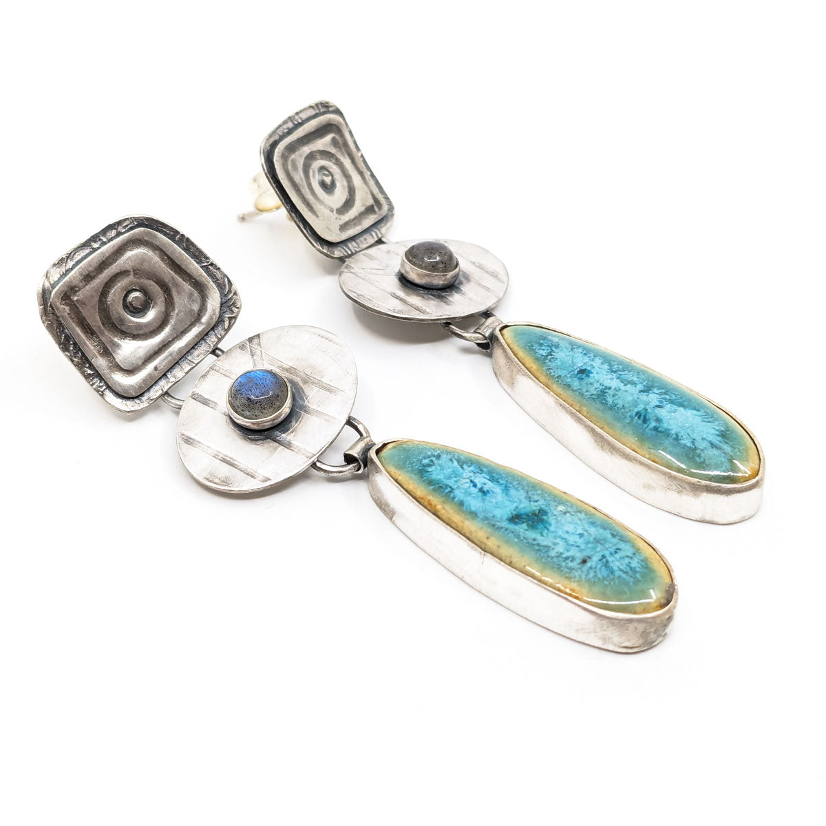 Dangle Earrings with Turquoise and Labradorite