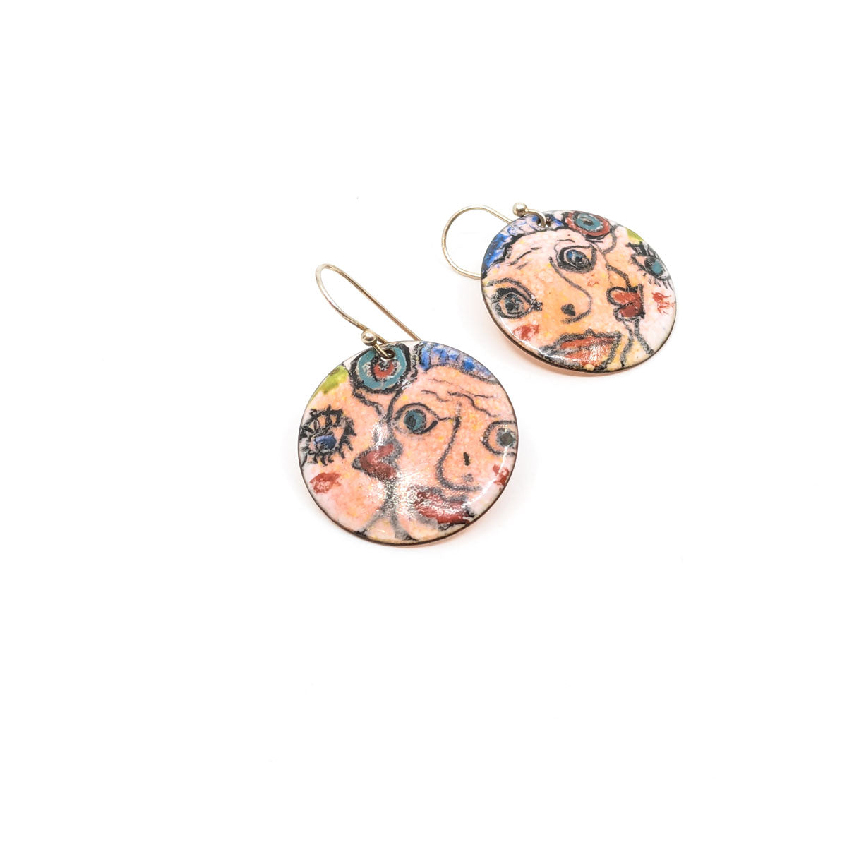 Enamel Picassoesque Face Earrings