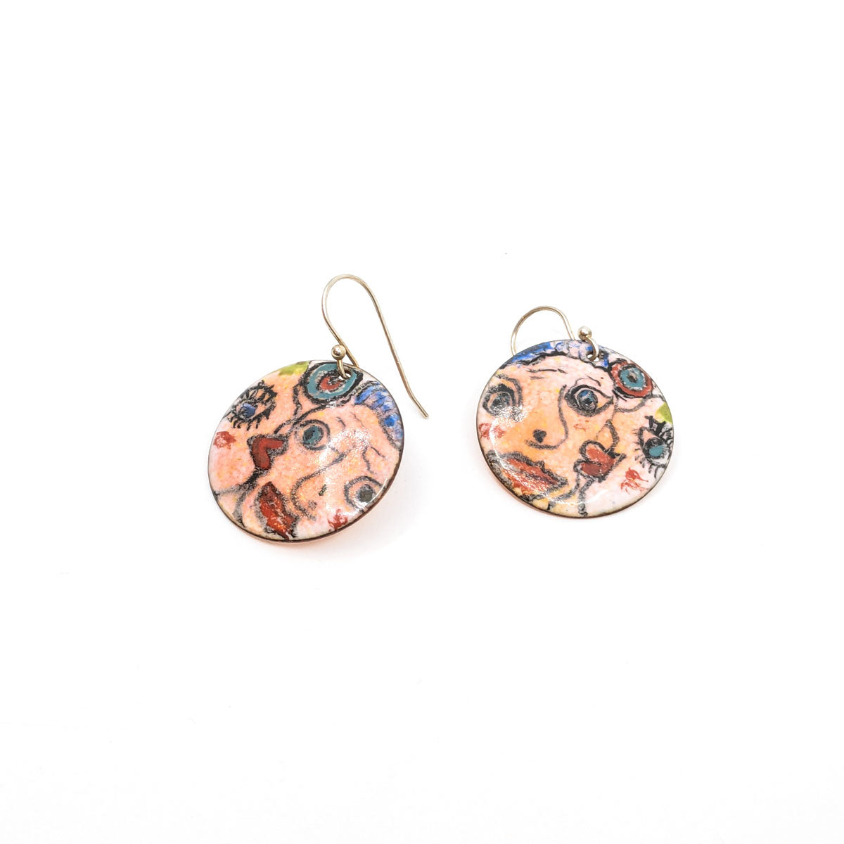 Enamel Picassoesque Face Earrings