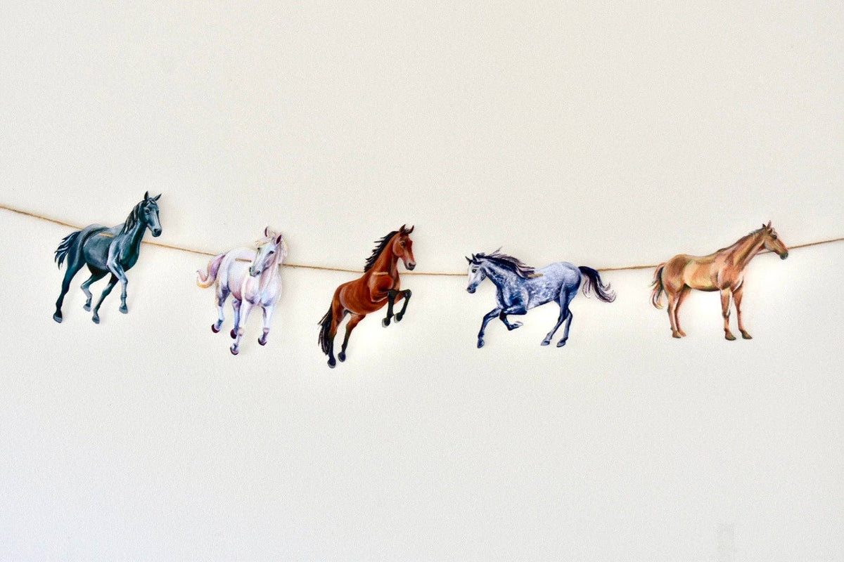 Horse Garland - illustrated paper garland - equestrian party decor - horse lover gift