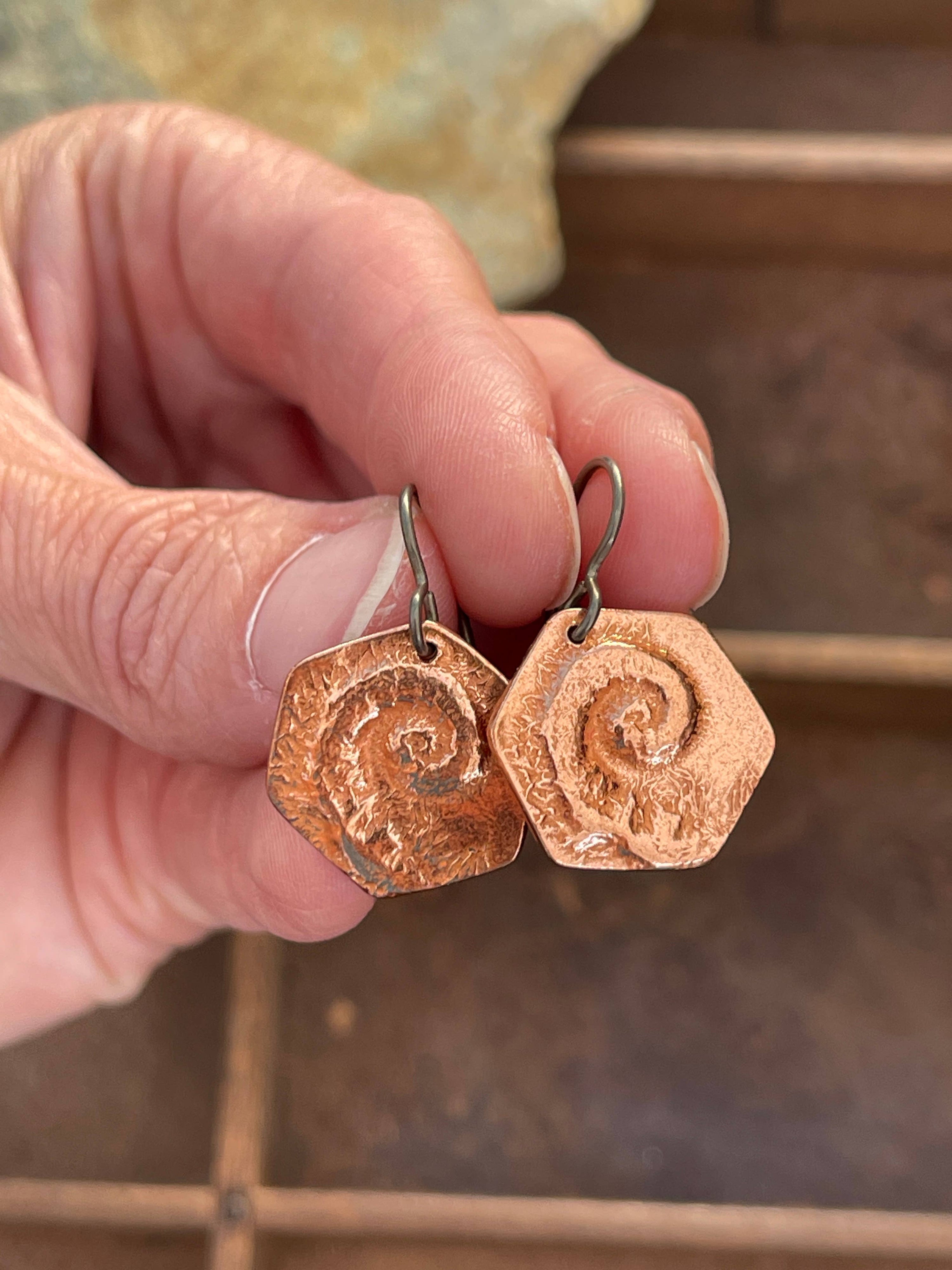 Fiddle Fern Earrings- Bronze