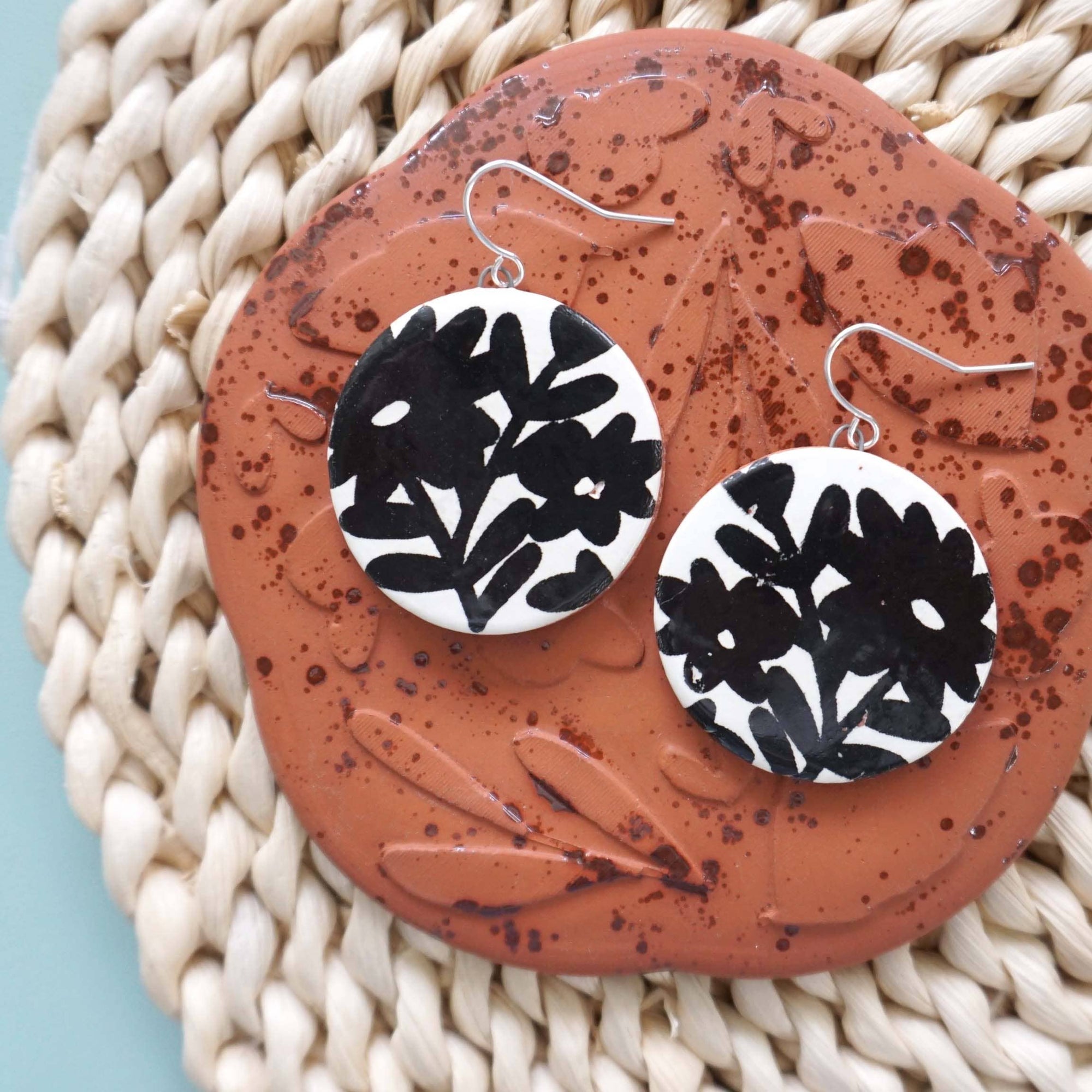 Black Daisy Earrings