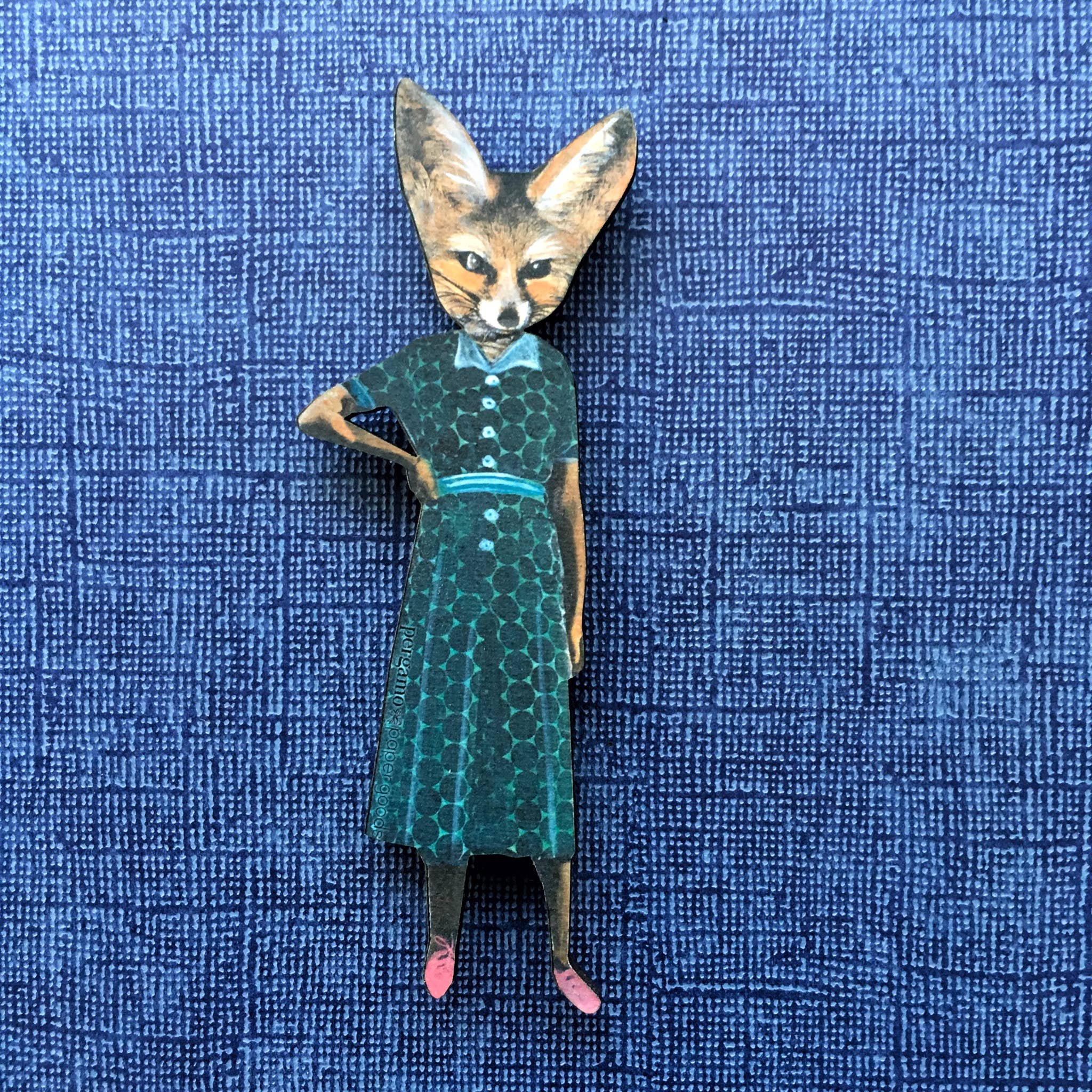 Sassy Fox Wood Magnet