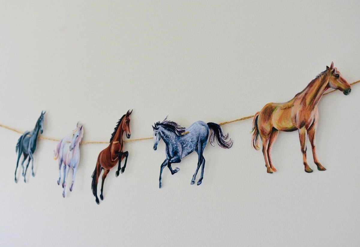 Horse Garland - illustrated paper garland - equestrian party decor - horse lover gift
