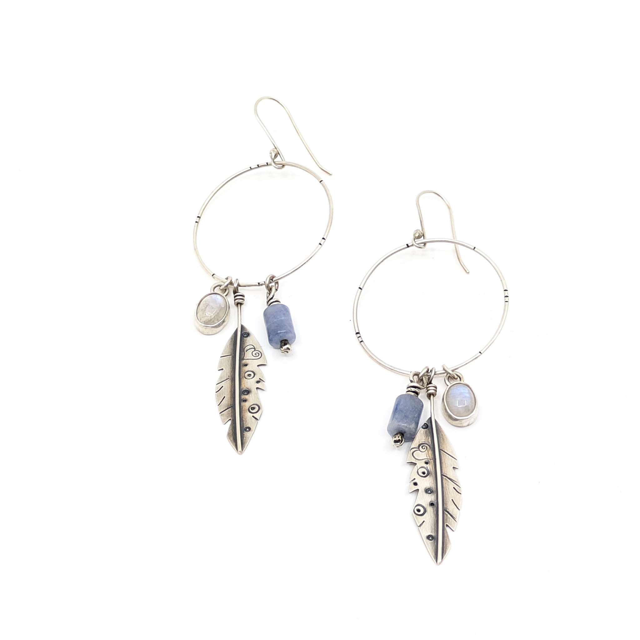 Feather Charm Hoop Earrings