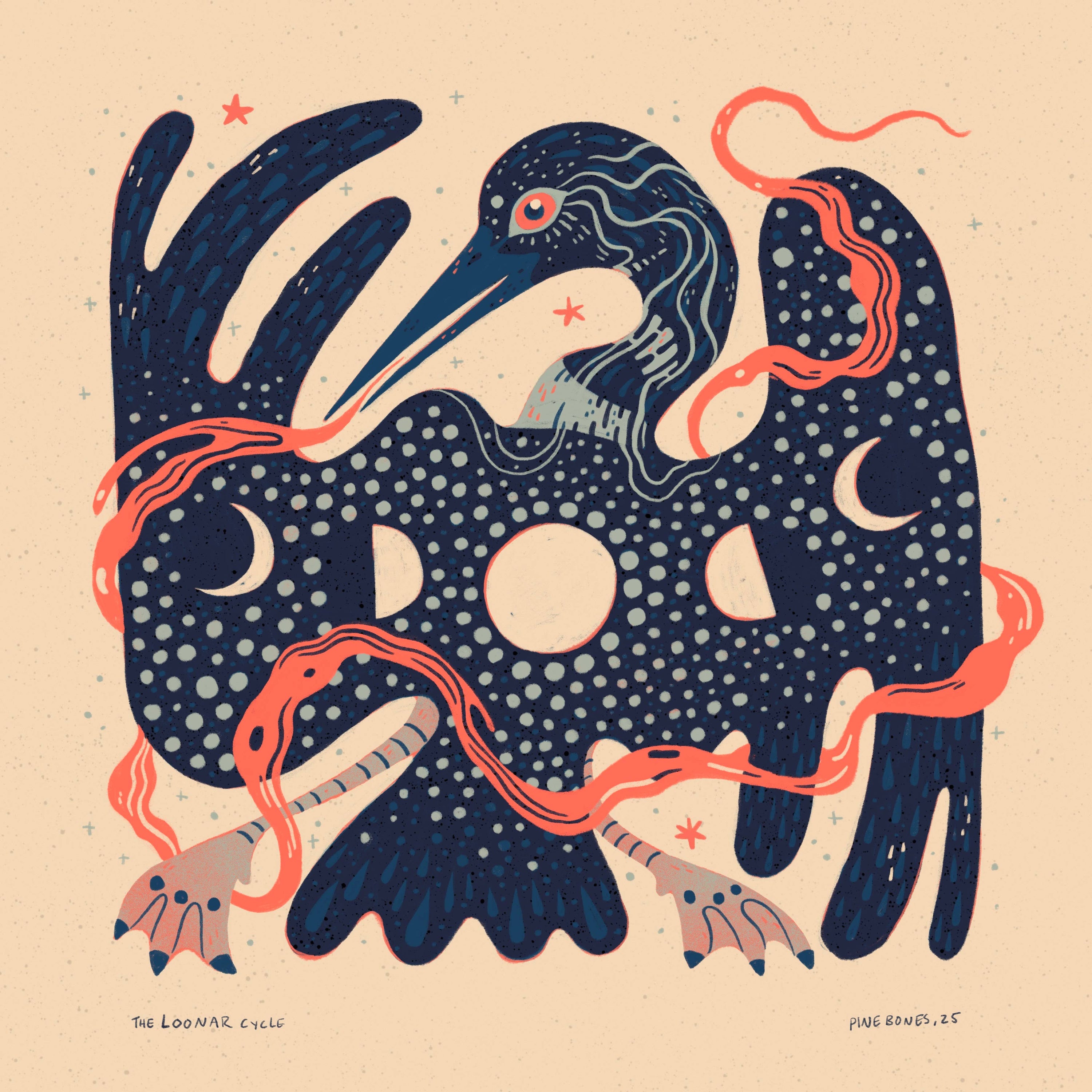 The Looner Cycle - 8x8 Nature Wilderness Art Print