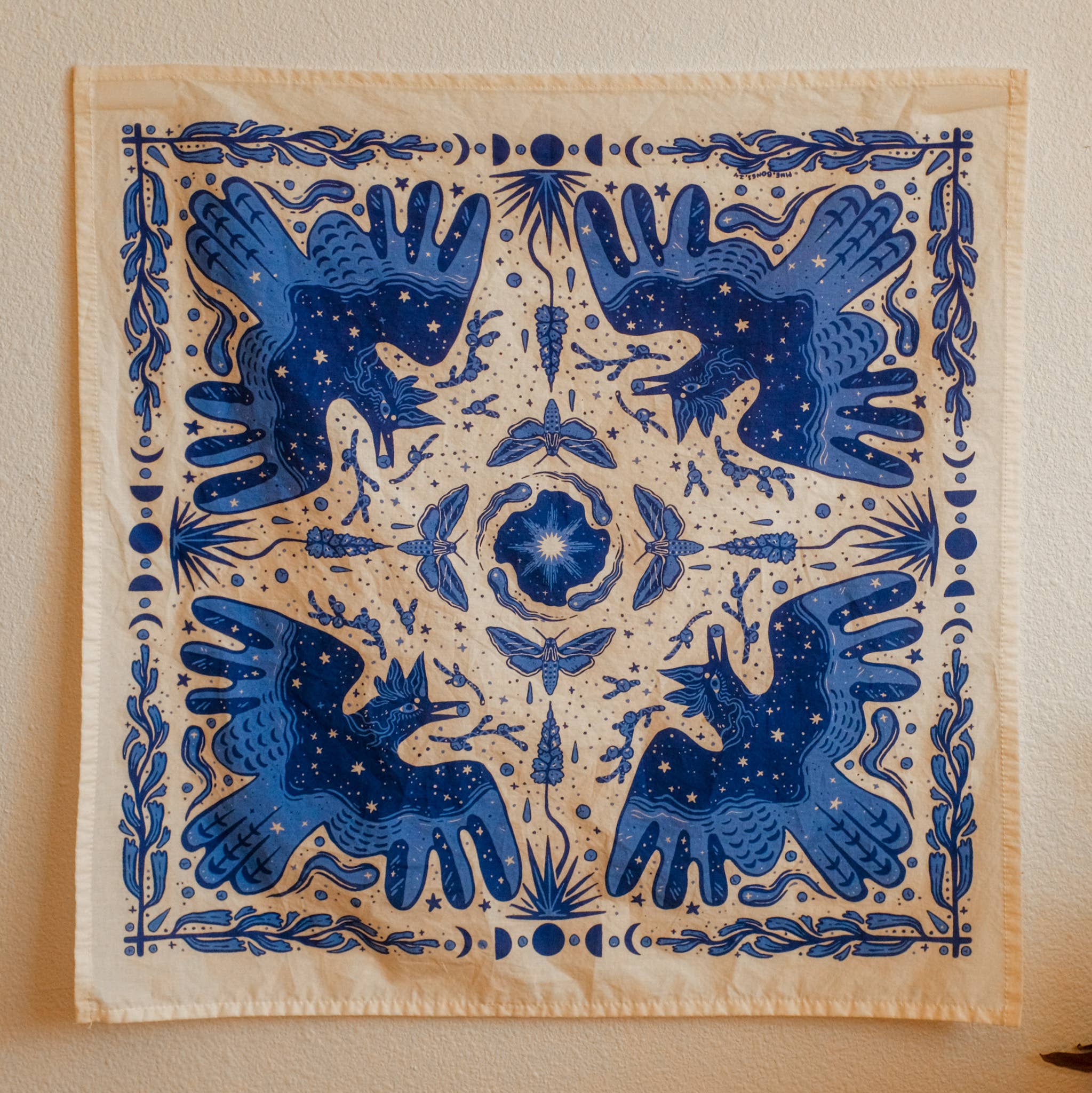 Steller’s Jay & Moths – Eco-Friendly Cotton Bandana