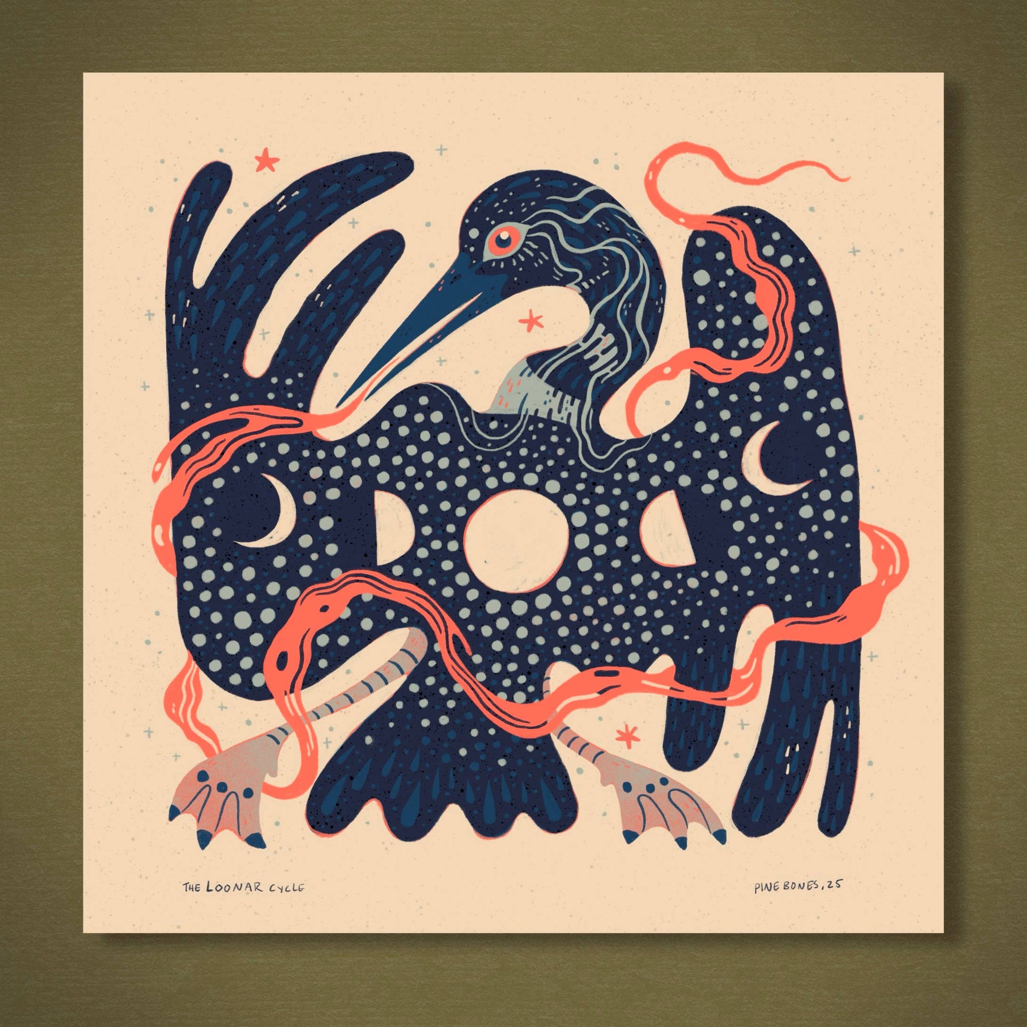 The Looner Cycle - 8x8 Nature Wilderness Art Print