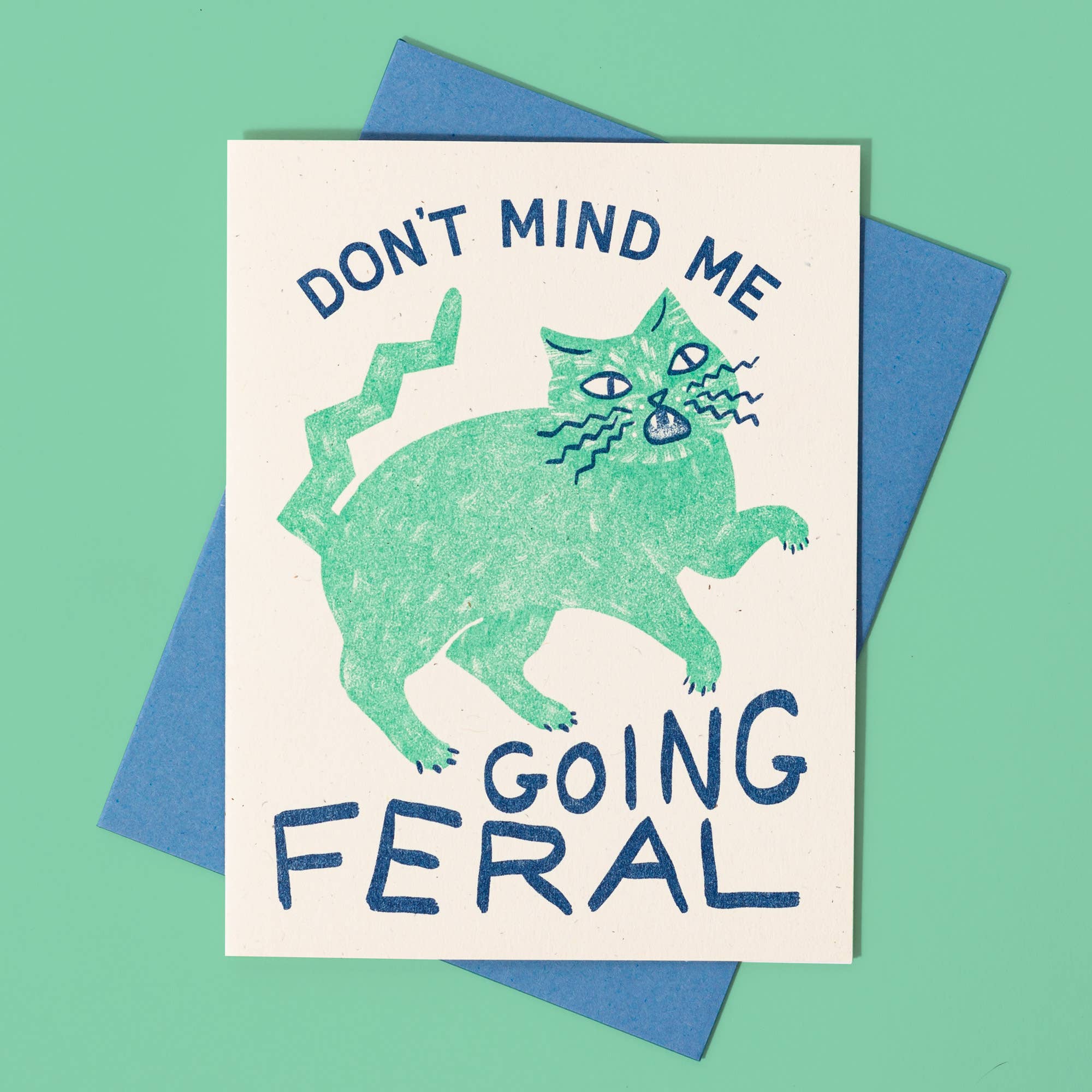 Going Feral Cat - Risograph Greeting Card