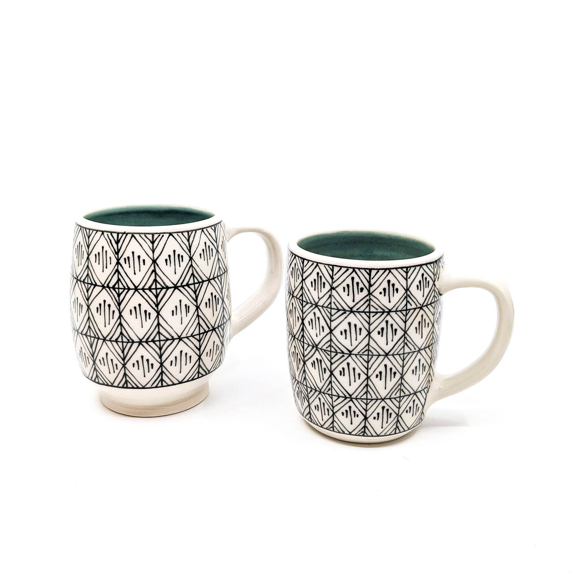 Diamond Grid, Lined Mugs