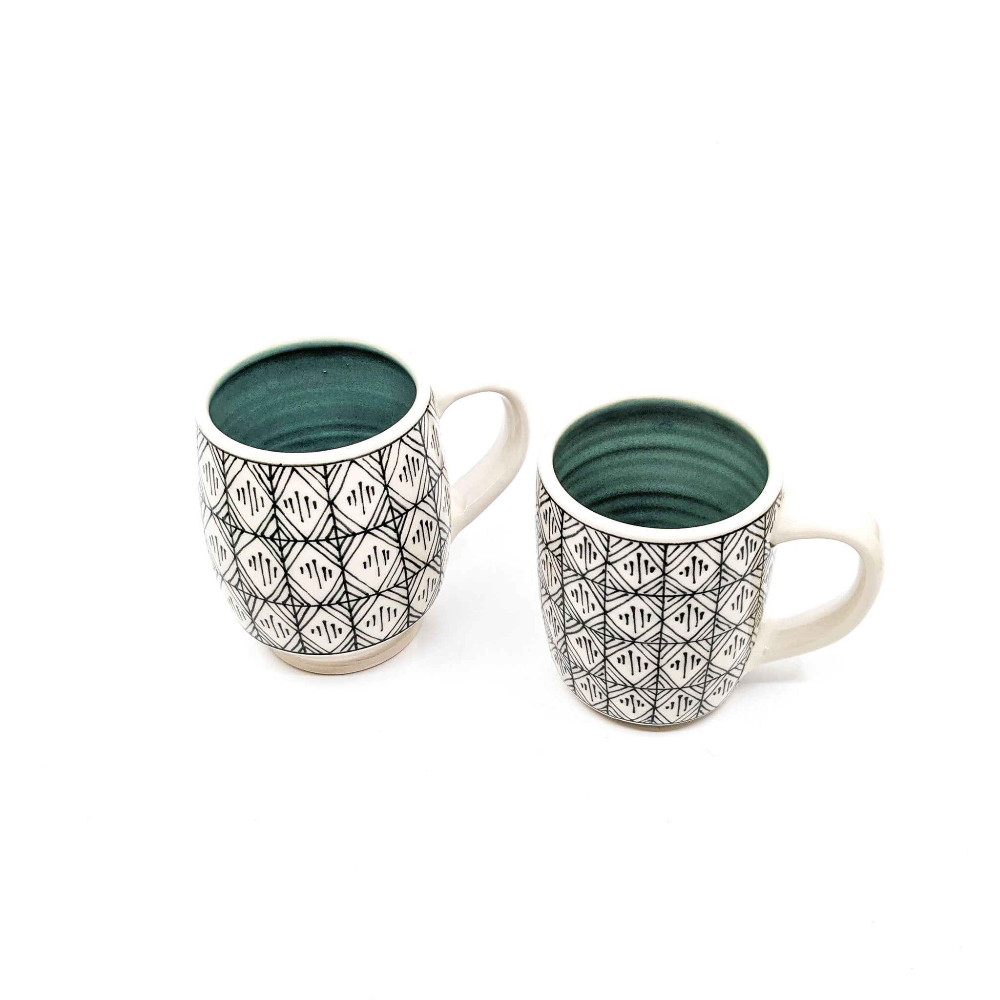 Diamond Grid, Lined Mugs