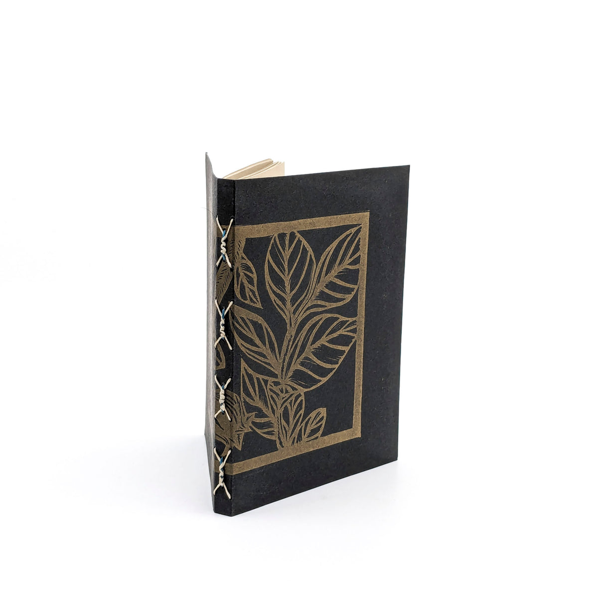 Purple Pumpkin Press - Thick Paper Journals - Black with Gold Leaves - VISUAL INDEX
