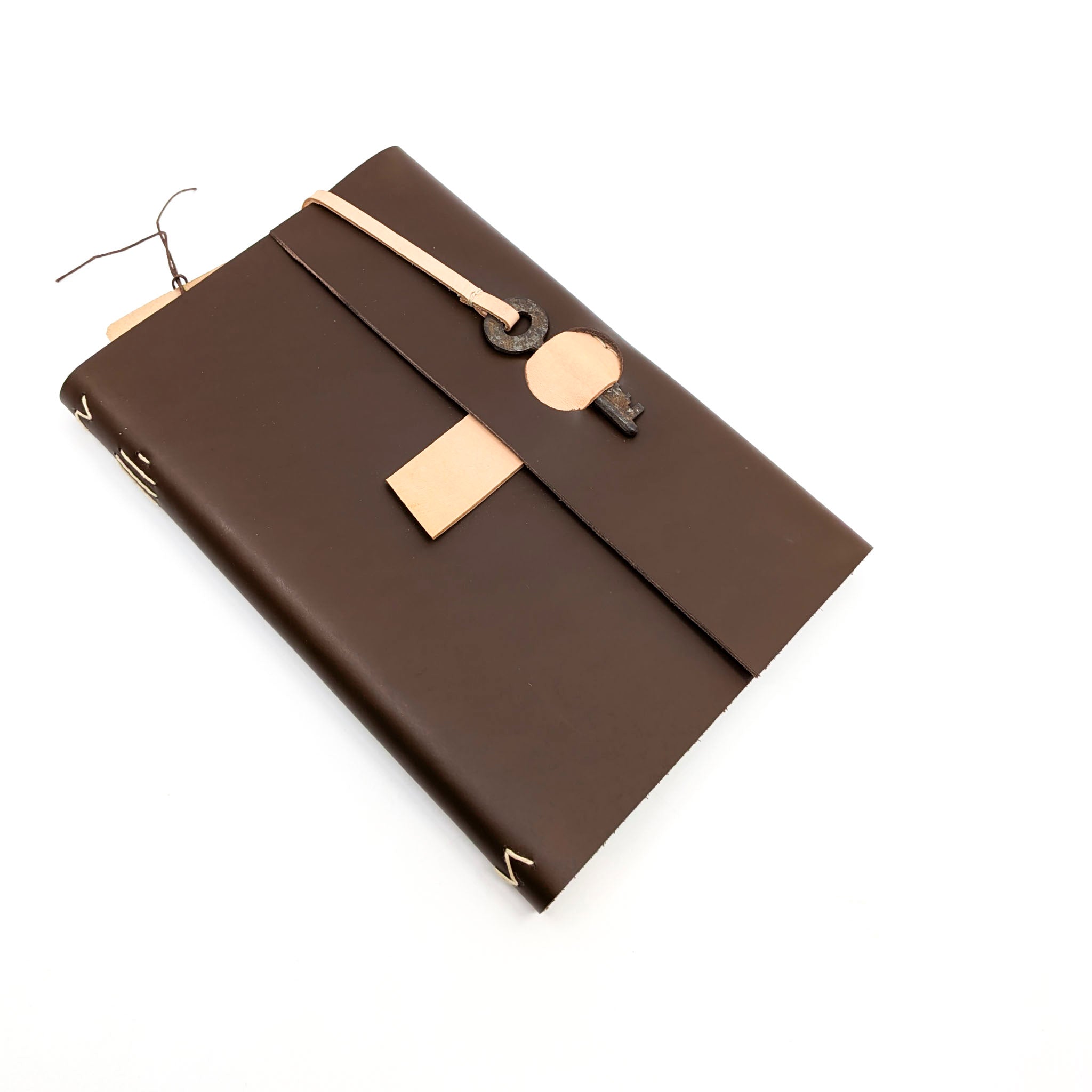 Med.  Leather Journal with Key or Snap