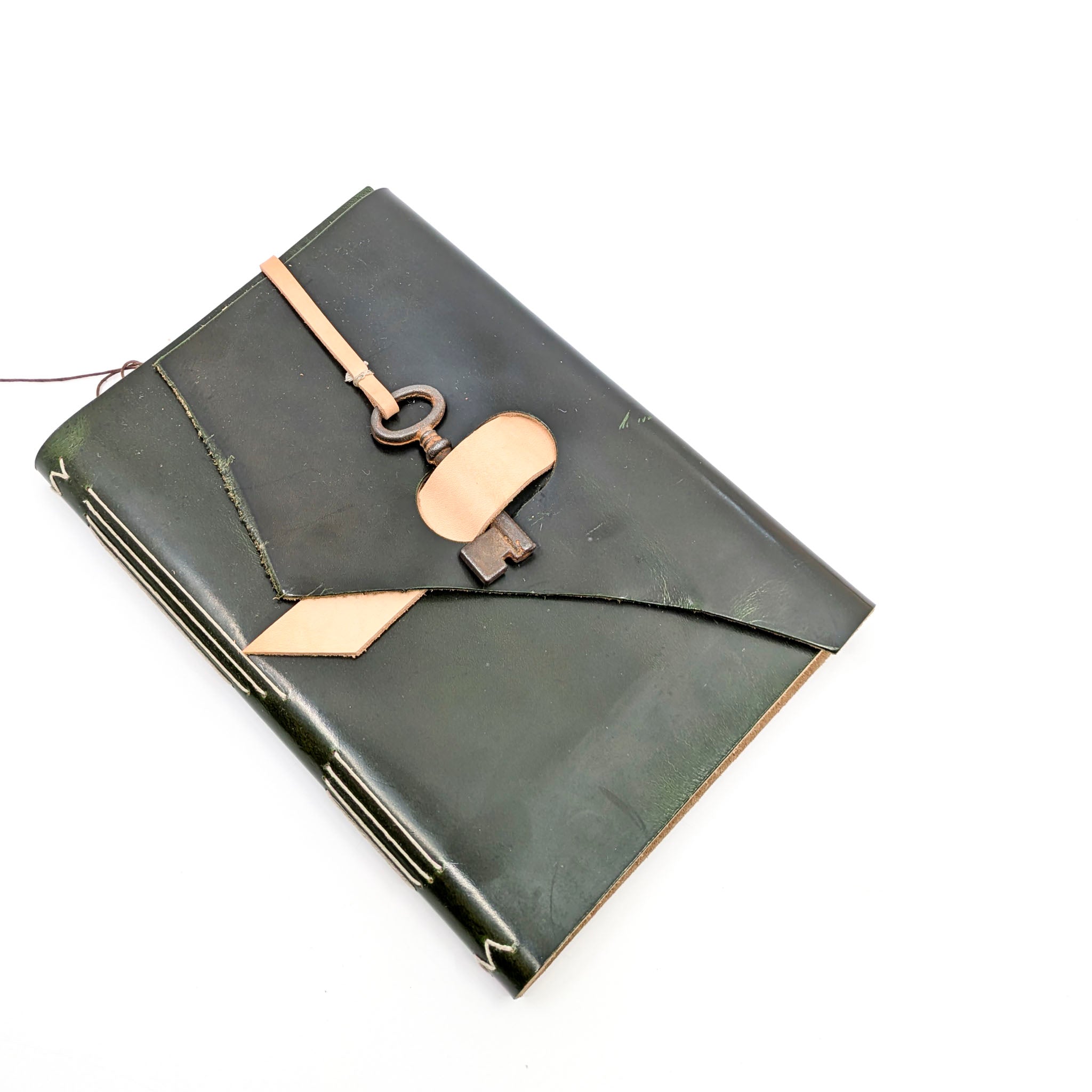 Med.  Leather Journal with Key or Snap