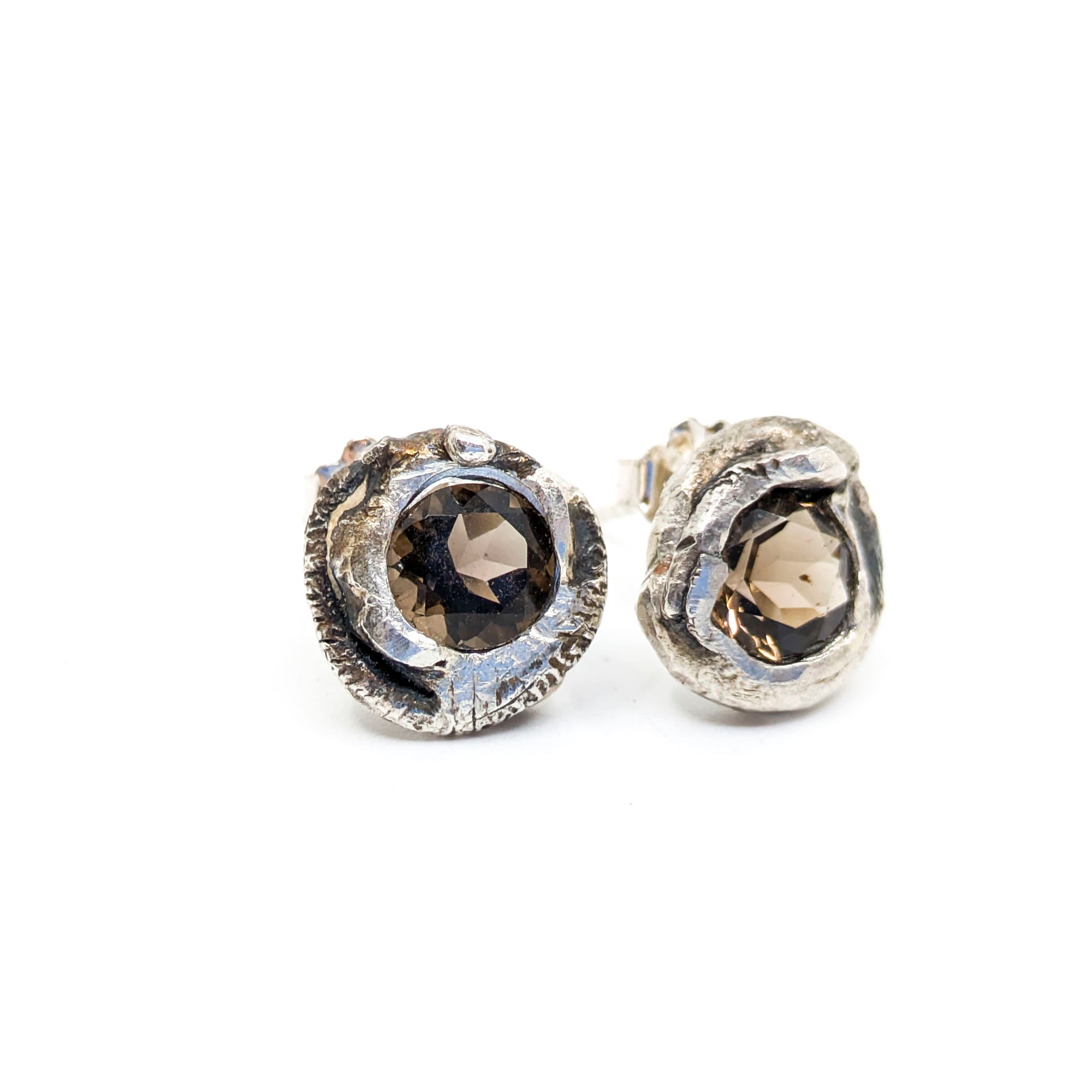 Earthen "O" Studs + Smoky Quartz