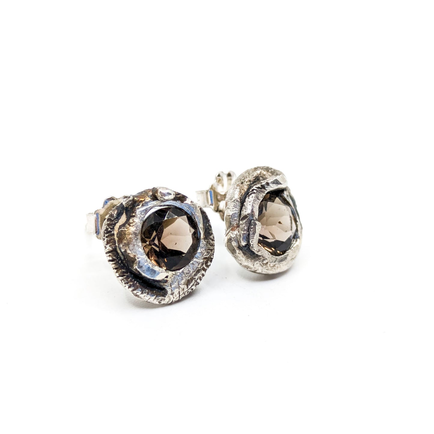 Earthen "O" Studs + Smoky Quartz