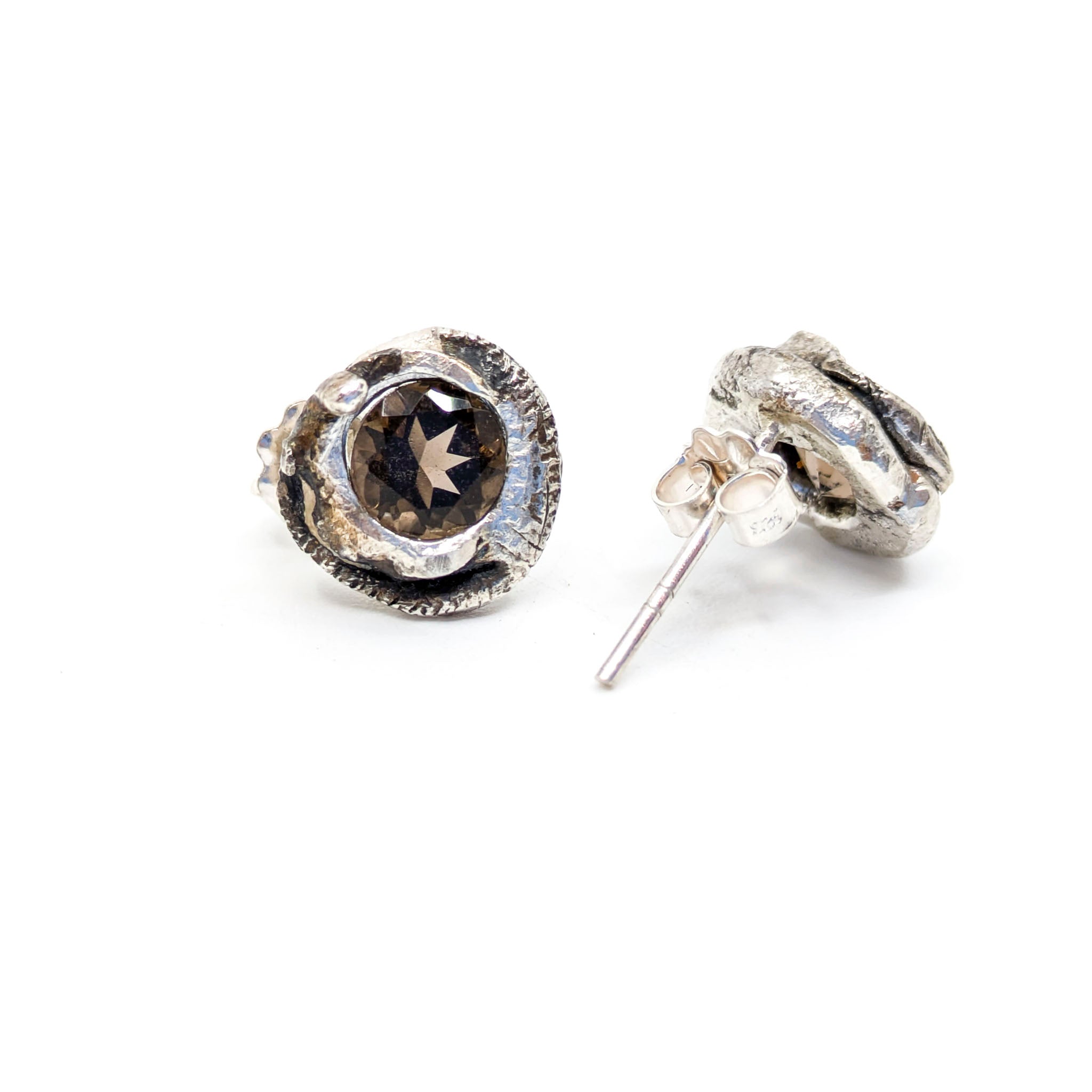 Earthen "O" Studs + Smoky Quartz