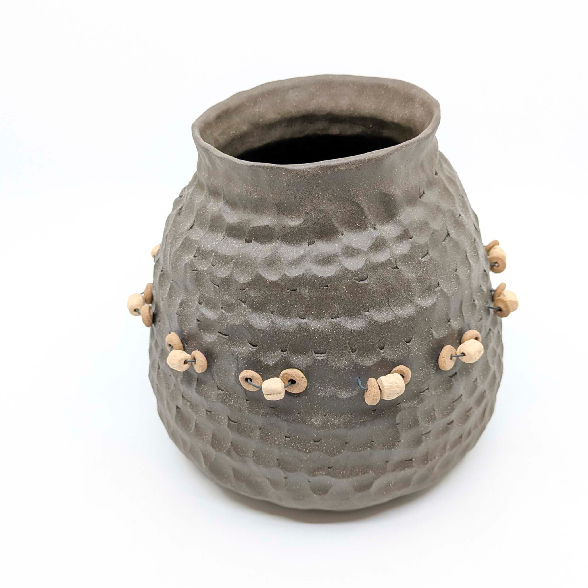 Tan Bead Vase
