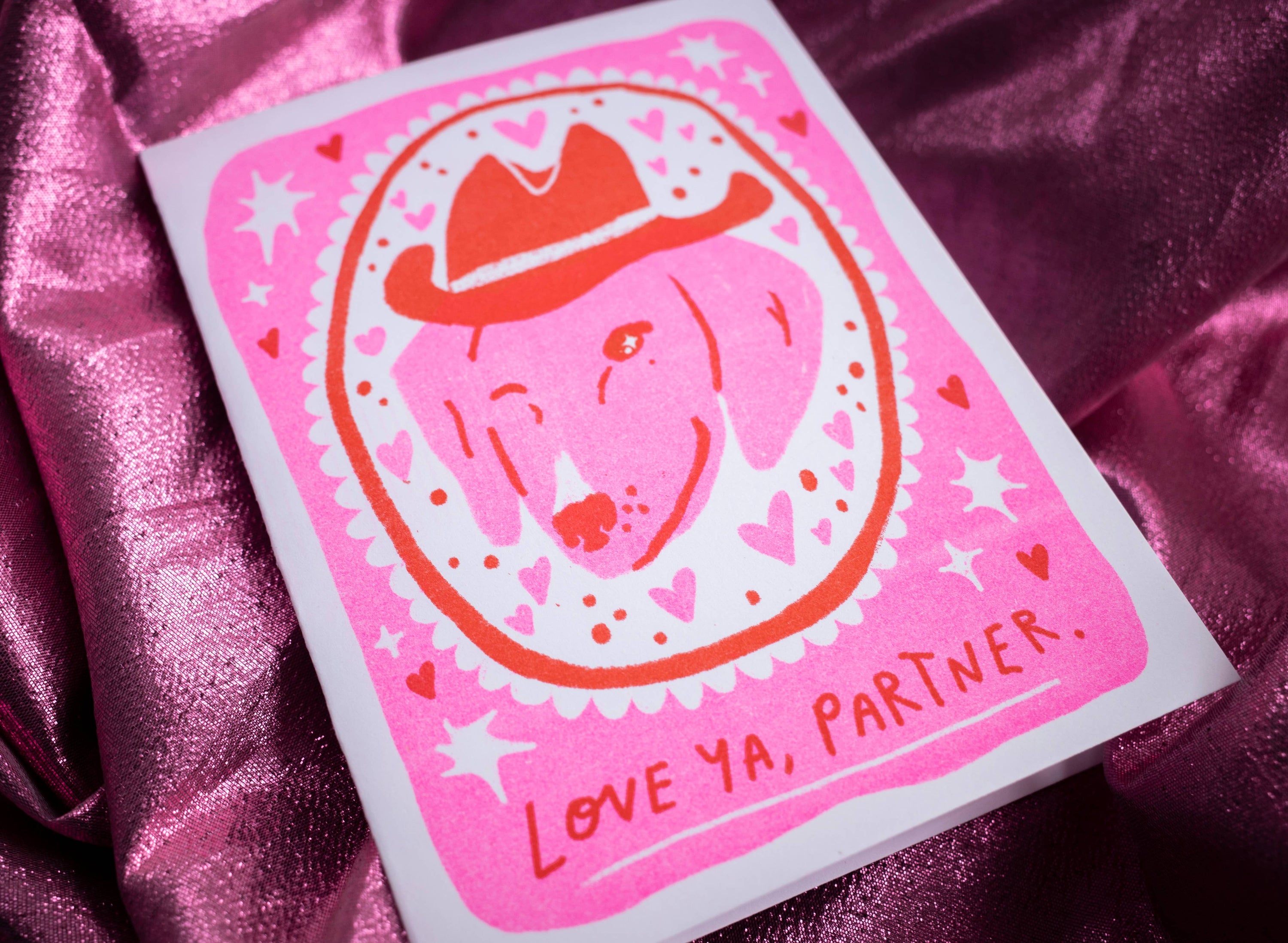 Love Ya, Partner Risograph greeting card