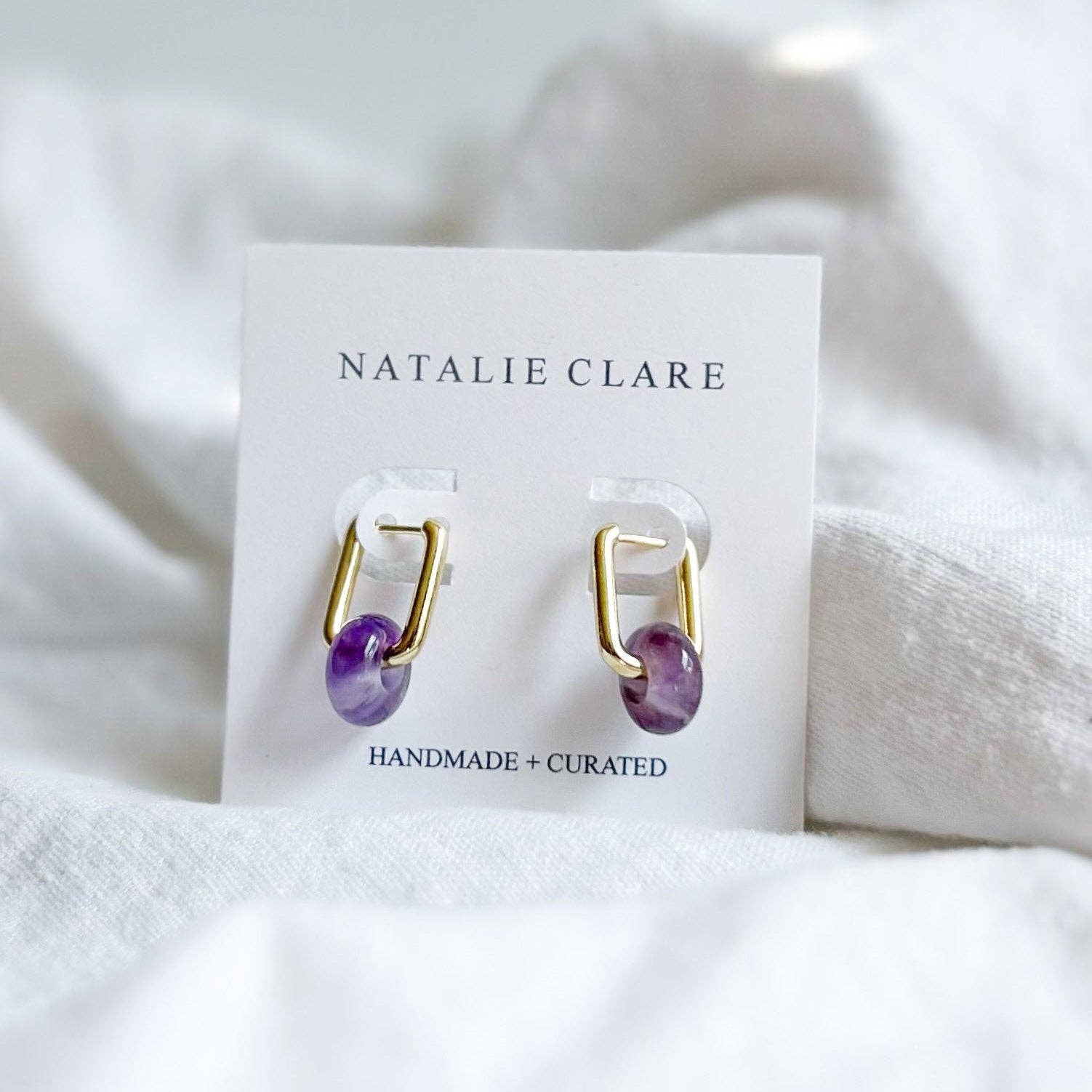 Amethyst Huggie Hoop