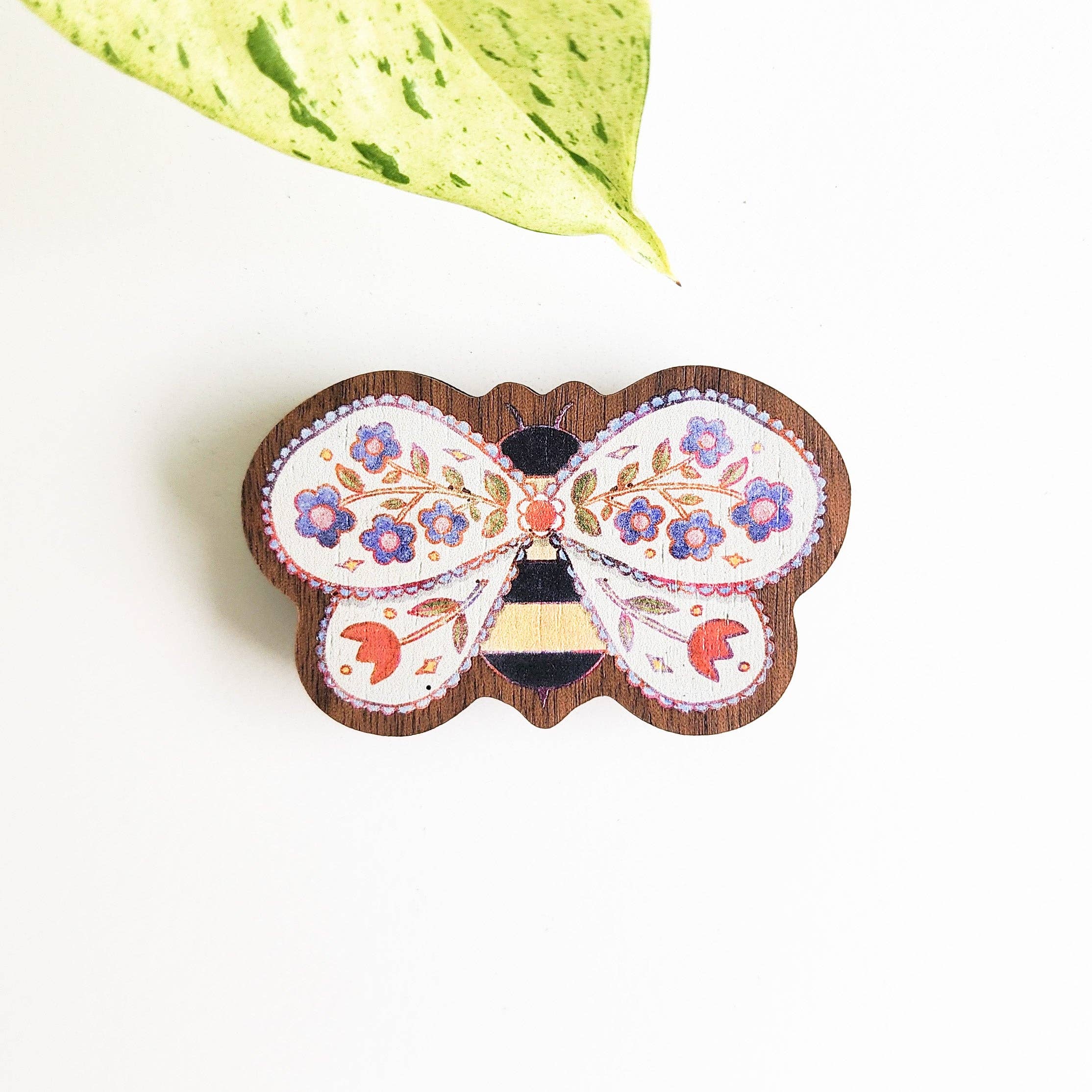 Floral Bee Refrigerator Magnet