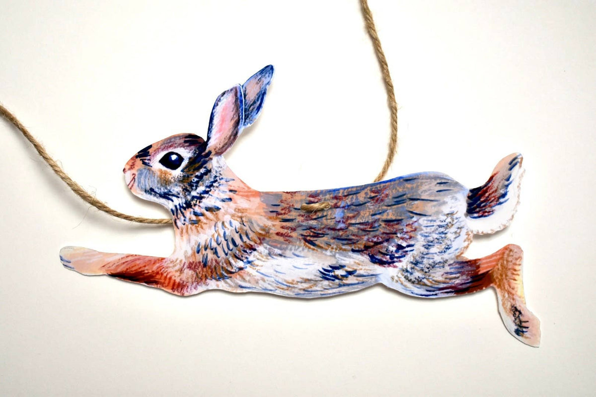 Rabbits Garland - Illustrated hares paper bunting, Nature Lover Garland