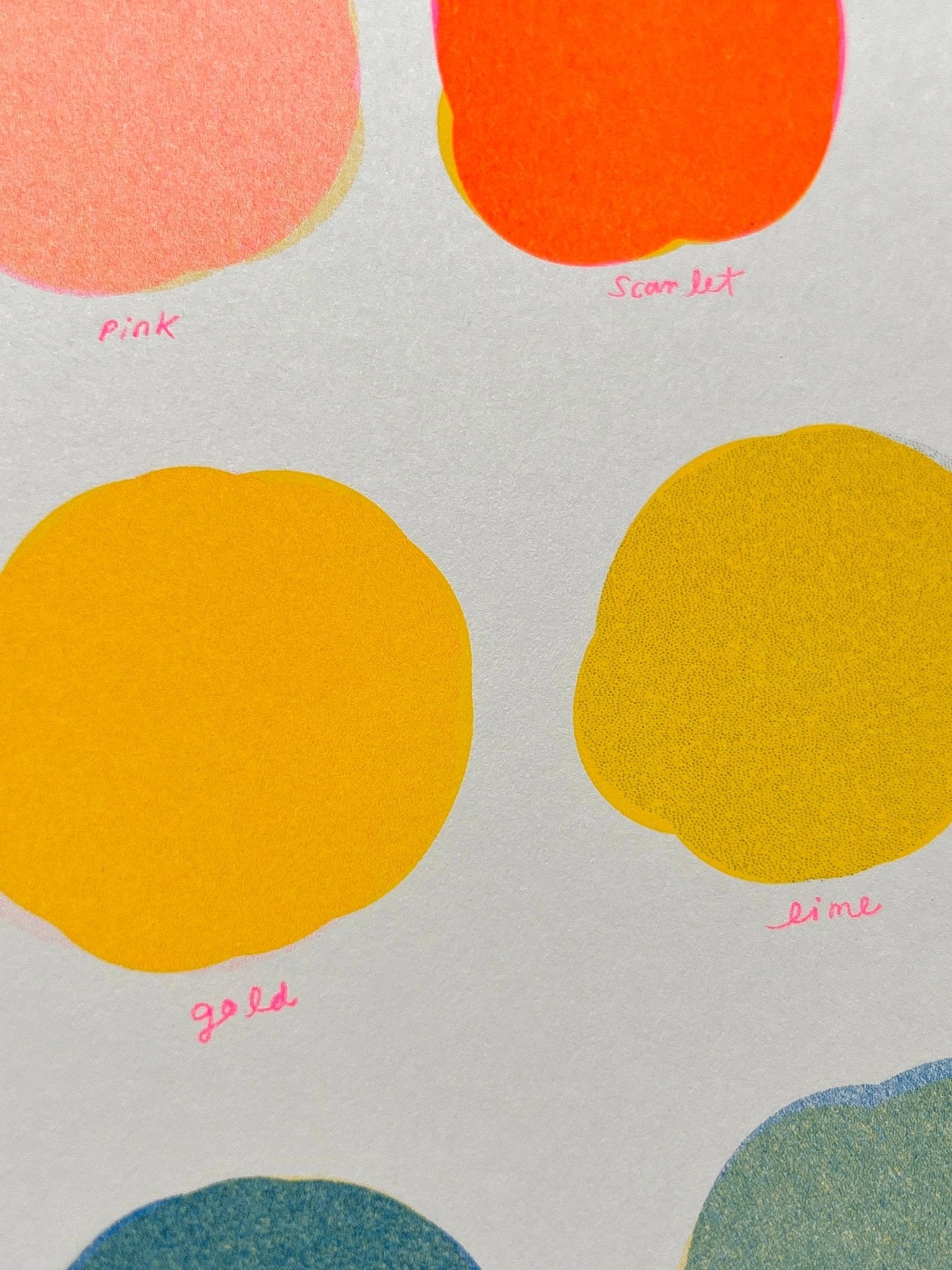 Natalie Andrewson - Riso Color Swatch in Blue, Yellow and Fluorescent Pink - VISUAL INDEX