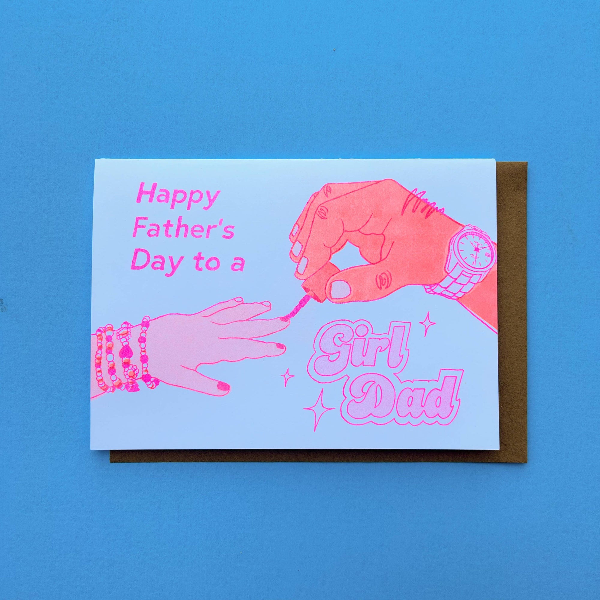 Girl Dad Father's Day Risograph Greeting Card